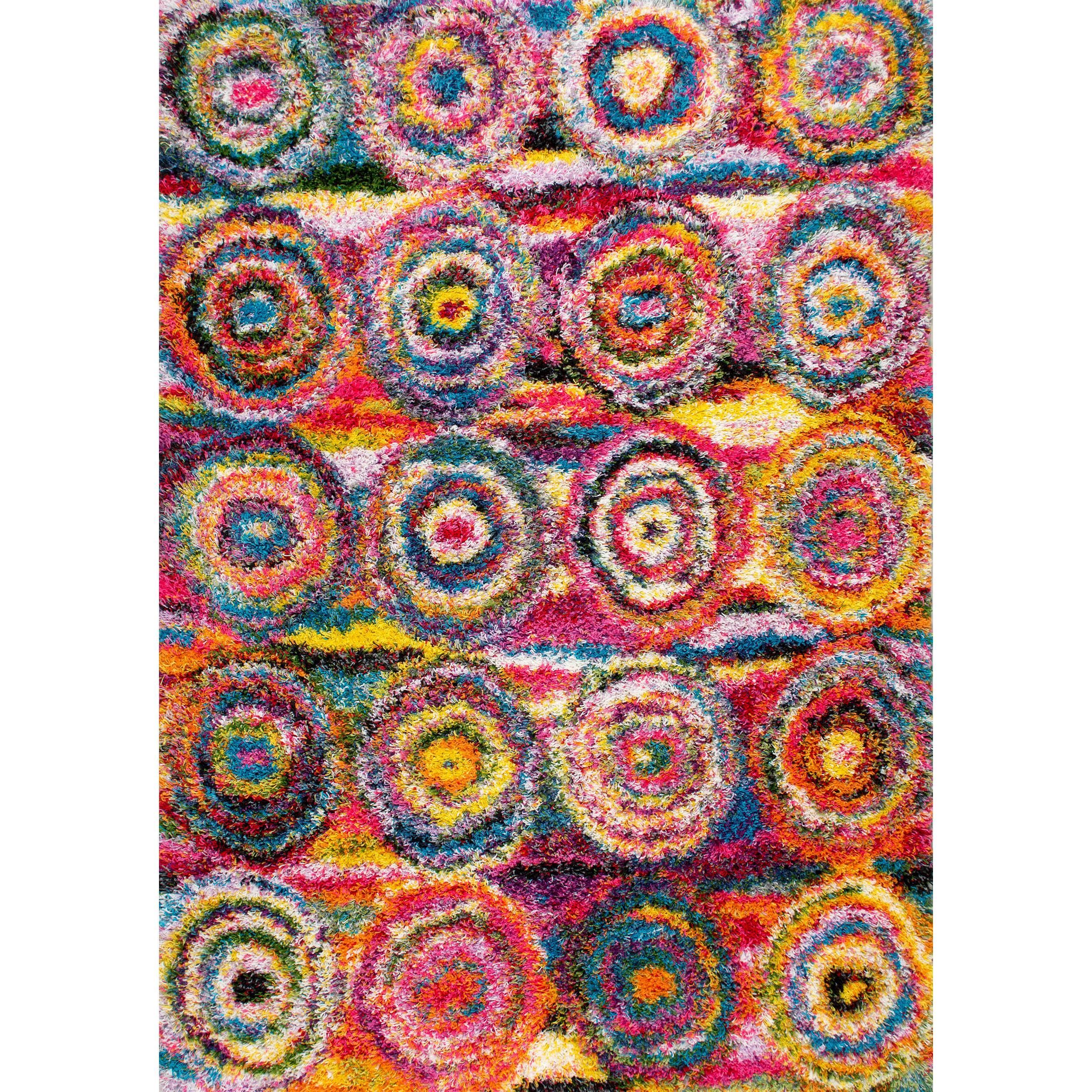 Nuloom Kindra Bohemian Circles Shag Area Rug, Runner 2' 6" x 6', Multicolored