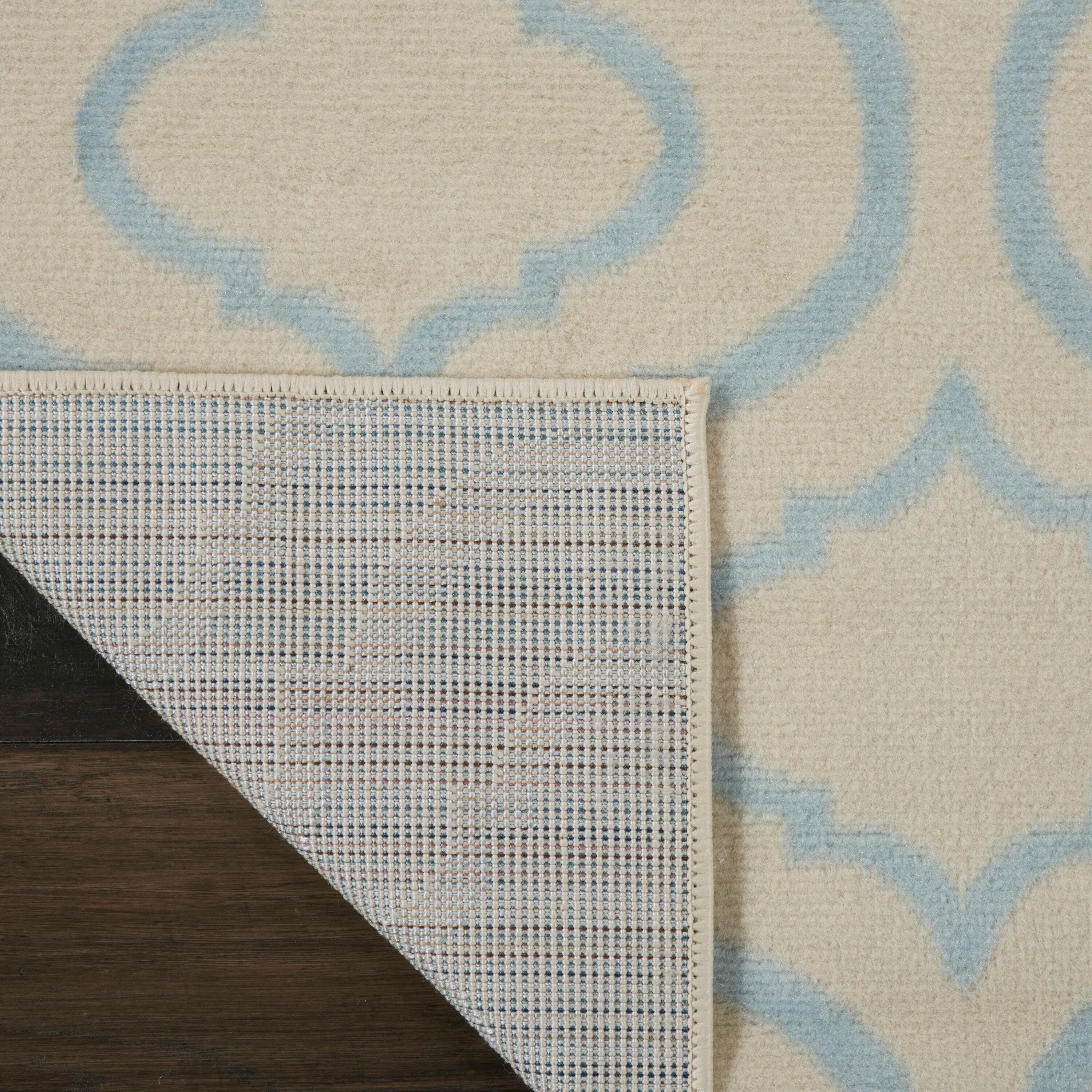 Nourison Jubilant Modern Moroccan Ivory/Blue 2' x 4' Area Rug, (2' x 4')