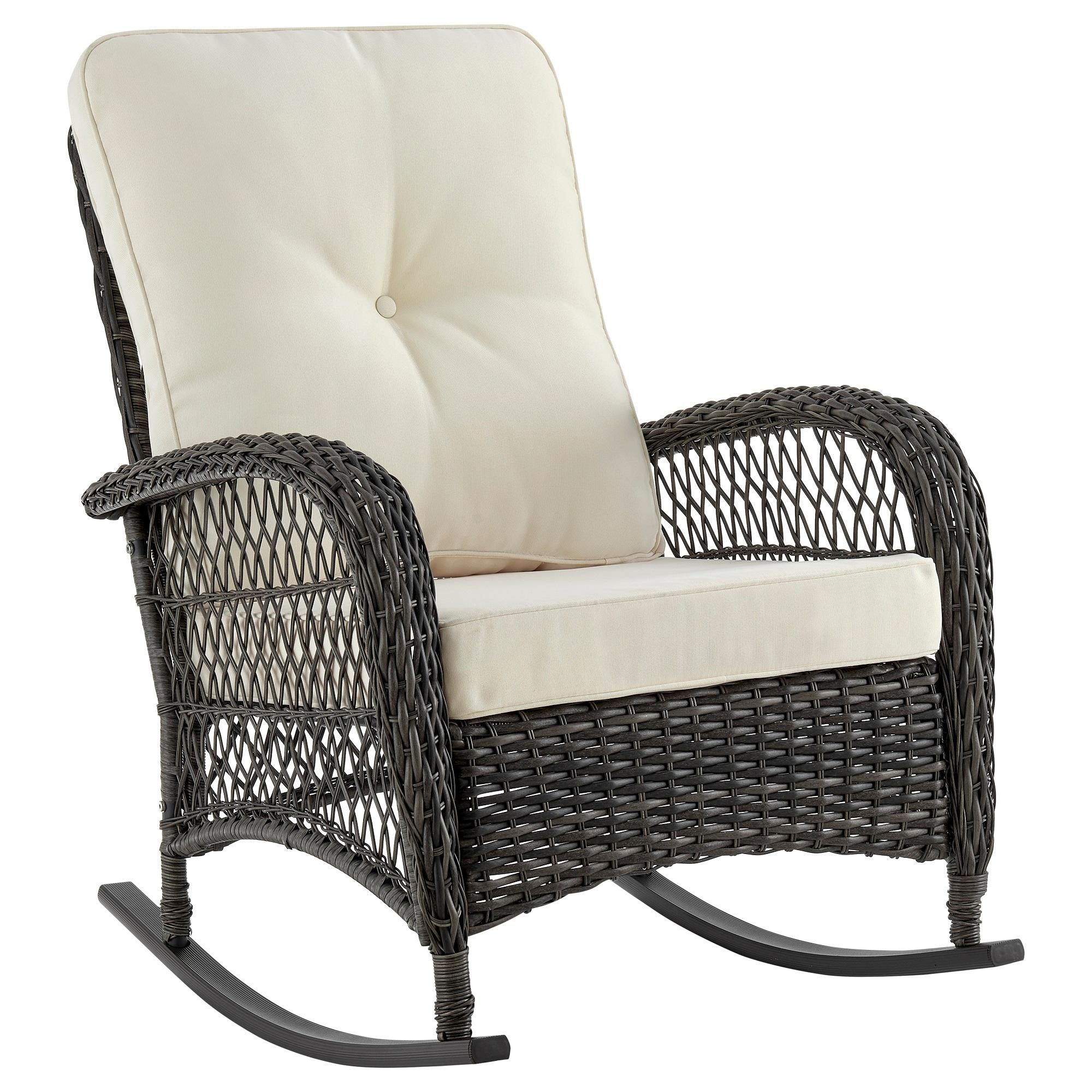 Furttuo Steel Rattan Outdoor Rocking Chair with Cushions