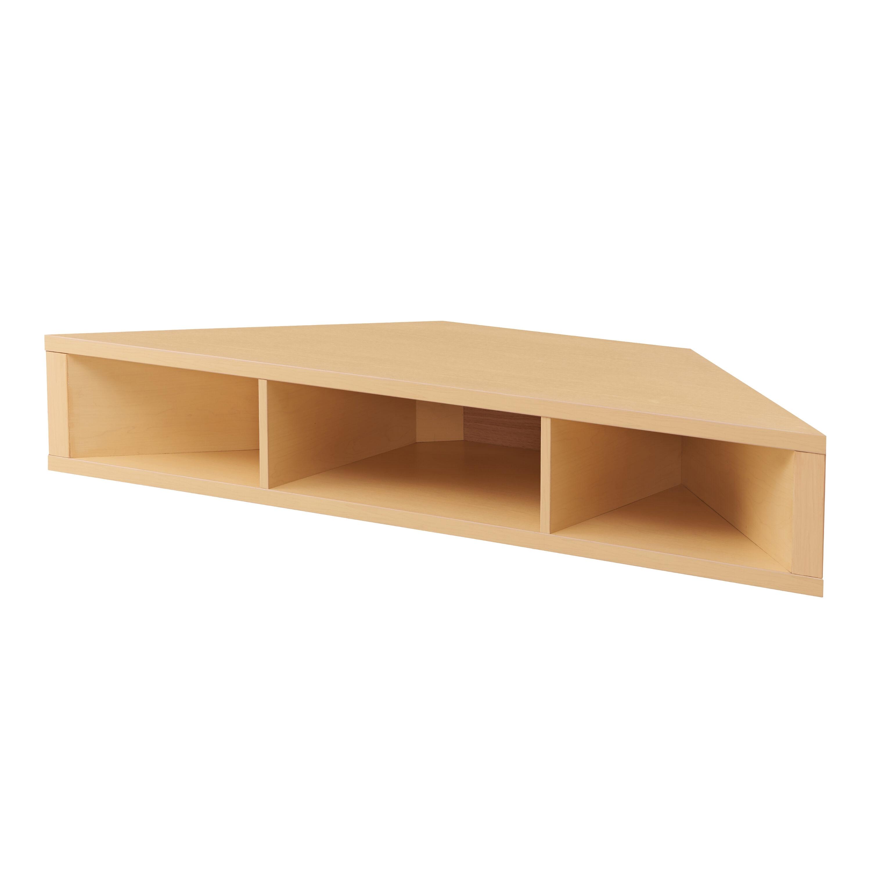 24/7 Shop At Home Tybo Open Shelves Corner Floating Console Fits TV Stand for TVs up to 50" Gingko Maple