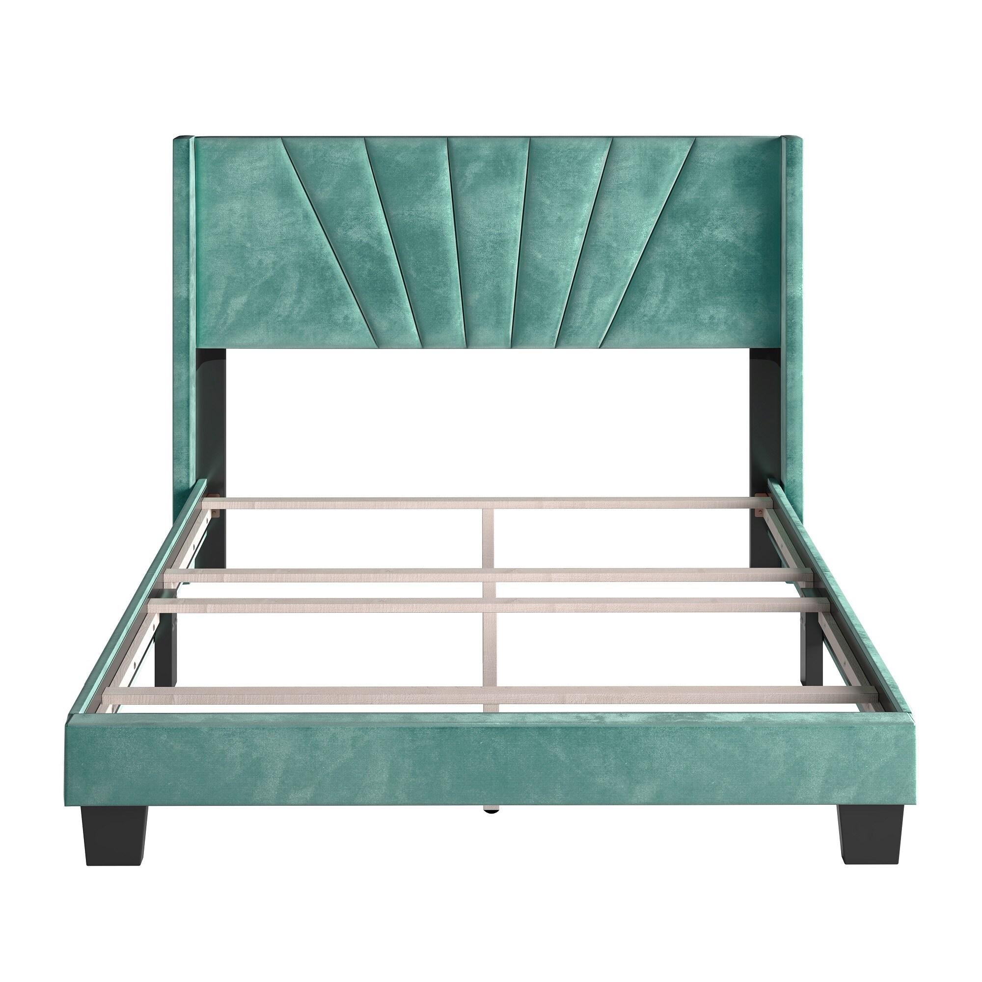Boyd Sleep Valencia Velvet Upholstered Platform Bed Frame with Adjustable Height Headboard , Requires Box Spring-Boyd Sleep
