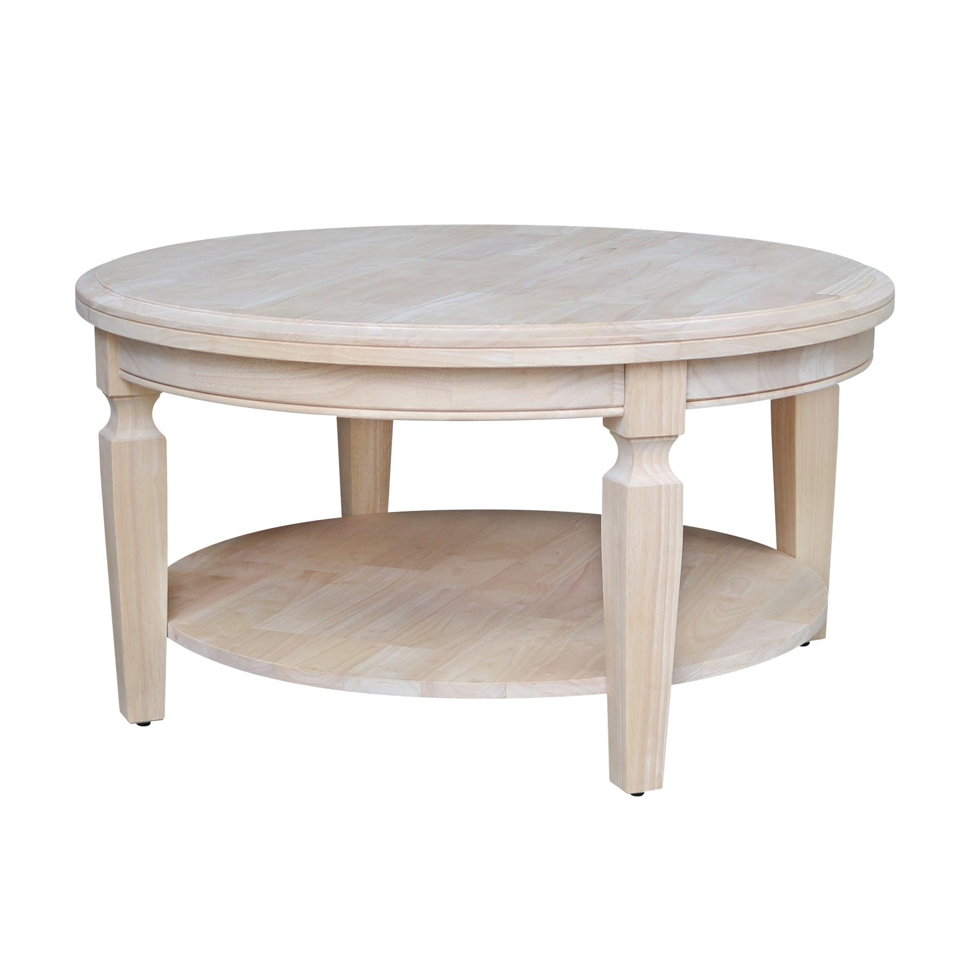 Vista Round Coffee Table Natural - International Concepts: Solid Wood, Parawood, 20.3"H x 38"W