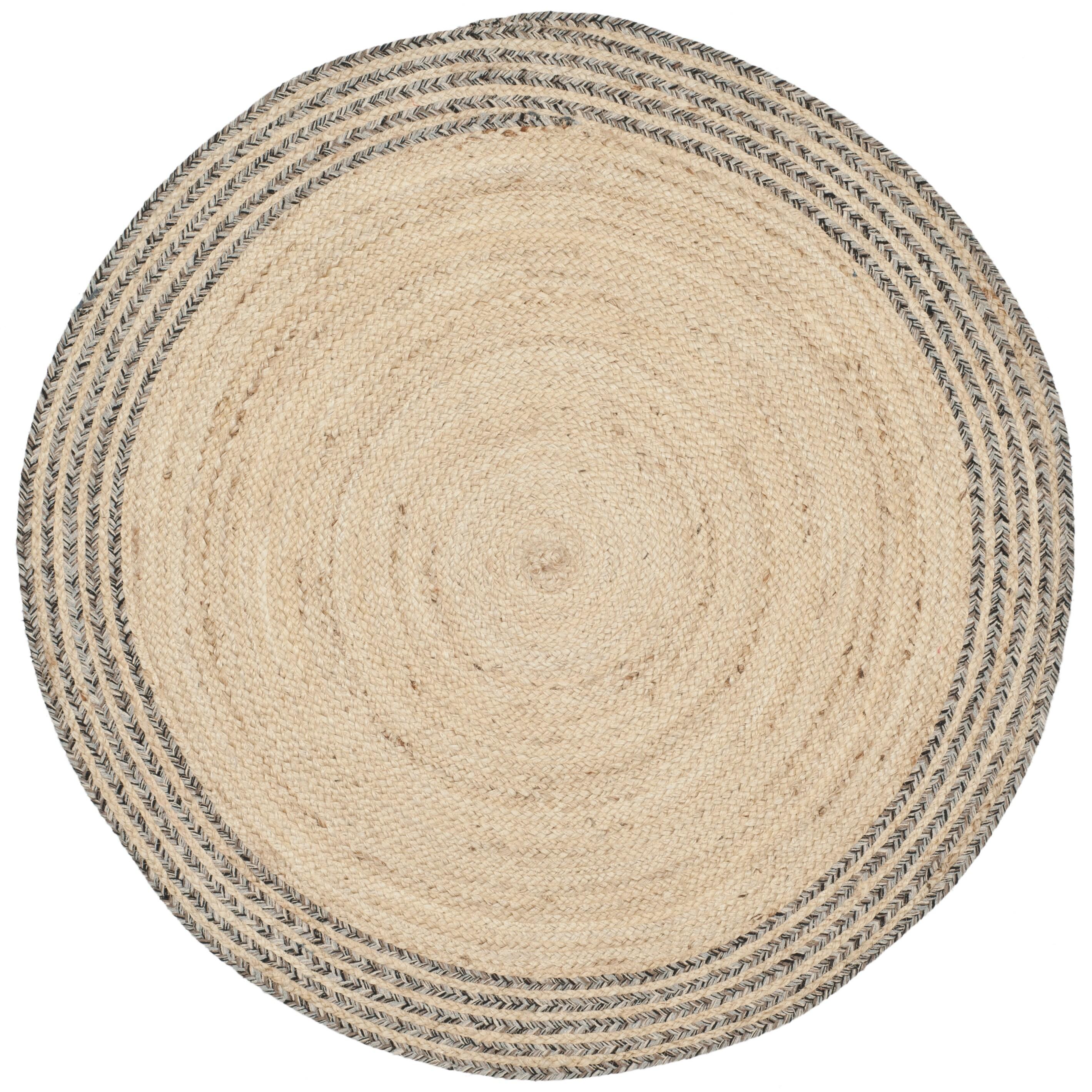 Cape Cod CAP204 Hand Woven Accent Rug - Ivory/Steel Grey - 3' Round - Safavieh.