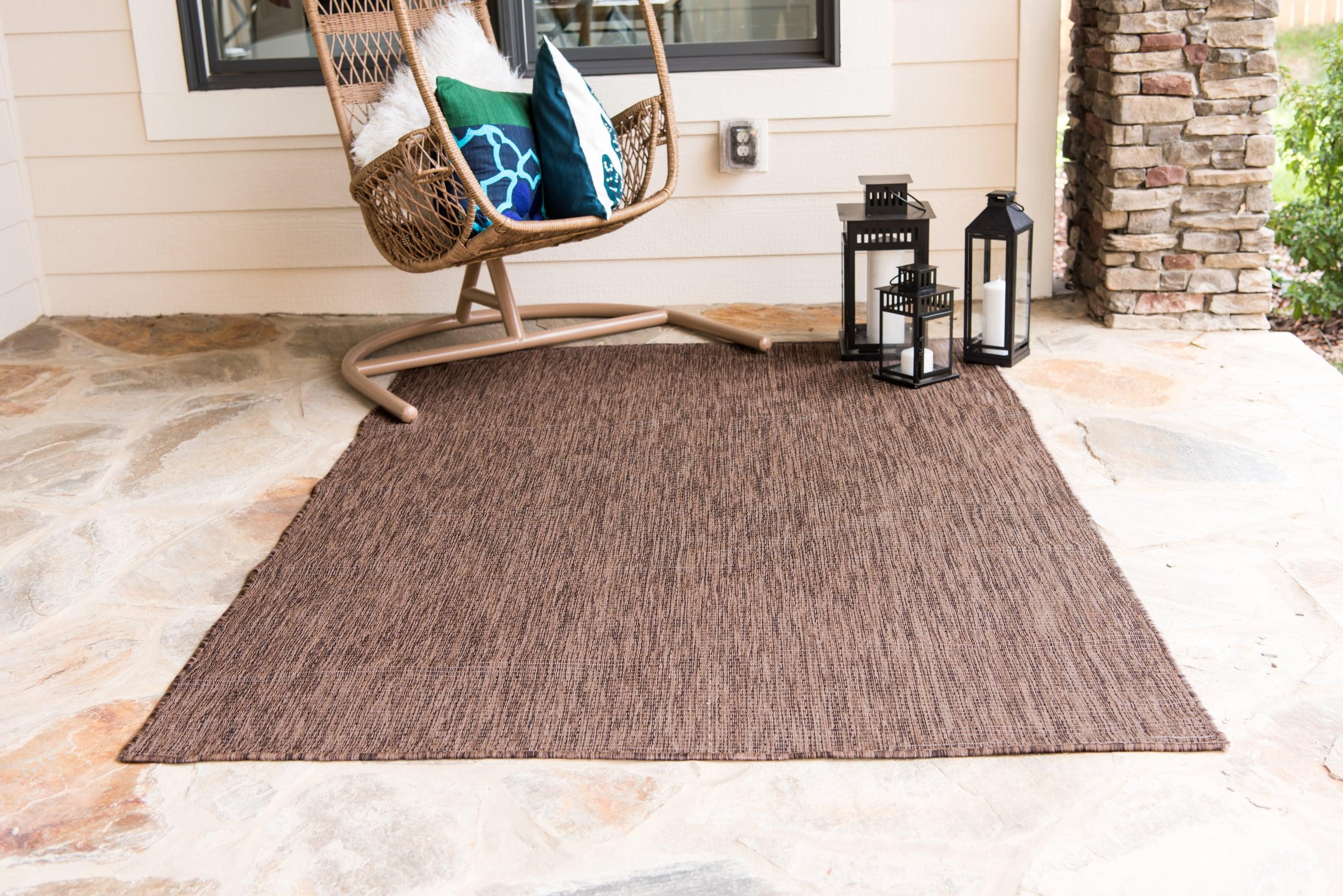 Unique Loom 7' 1 x 10' 0 Rectangle Indoor/Outdoor Solid Light Brown Area Rug