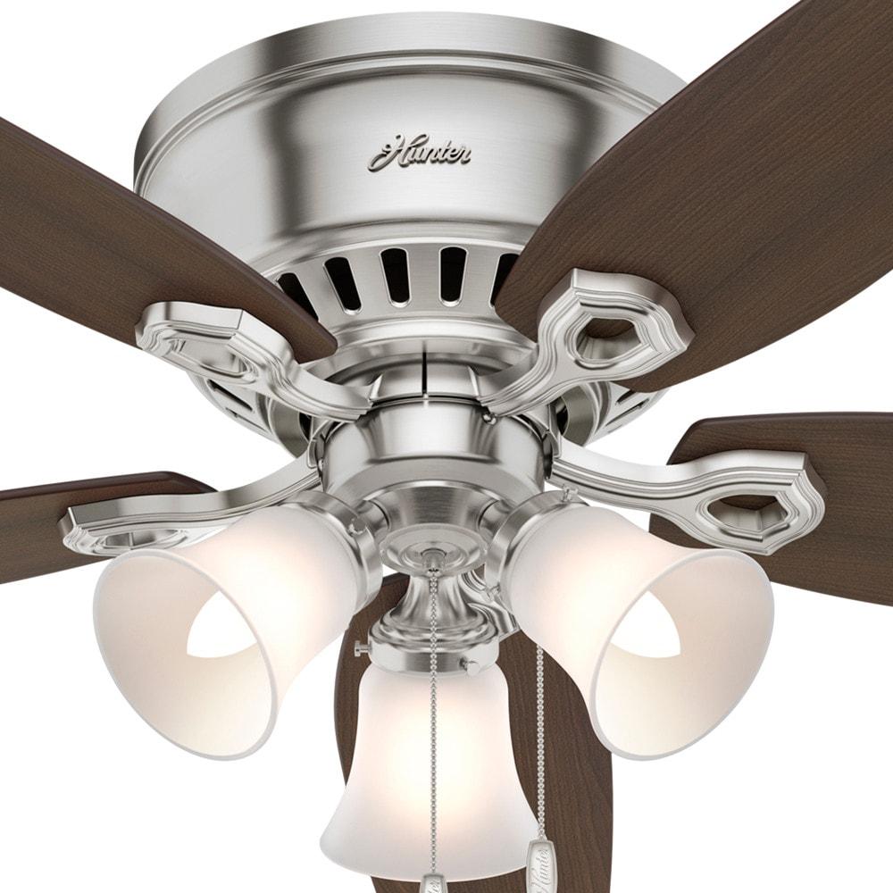 Builder Low Profile 52" 5 - Blade Flush Mount Ceiling Fan with Lights and Pull Chains