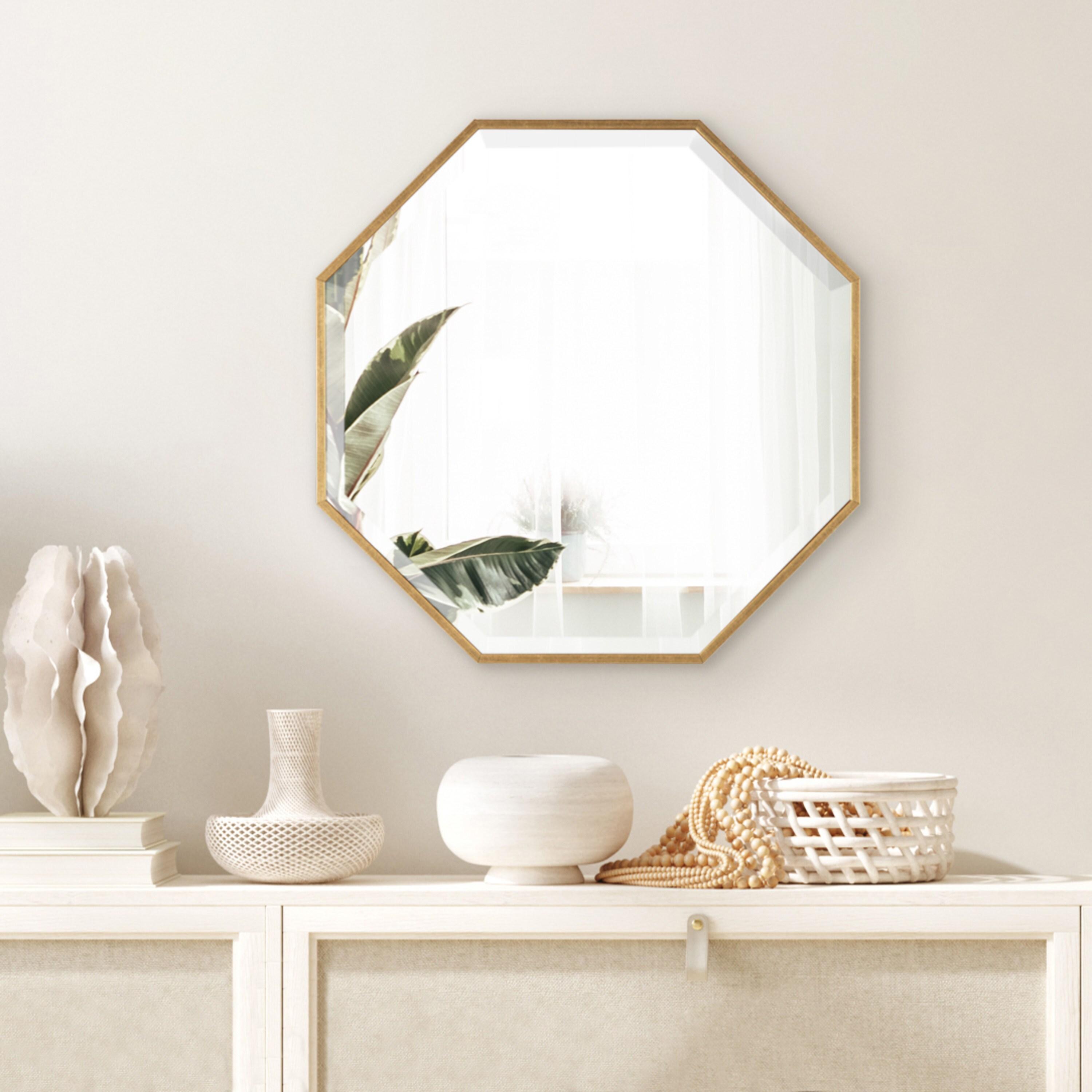 18" x 18" Rhodes Octagon Wall Mirror Gold - Kate & Laurel All Things Decor: Modern Style, No Assembly, Plastic Frame