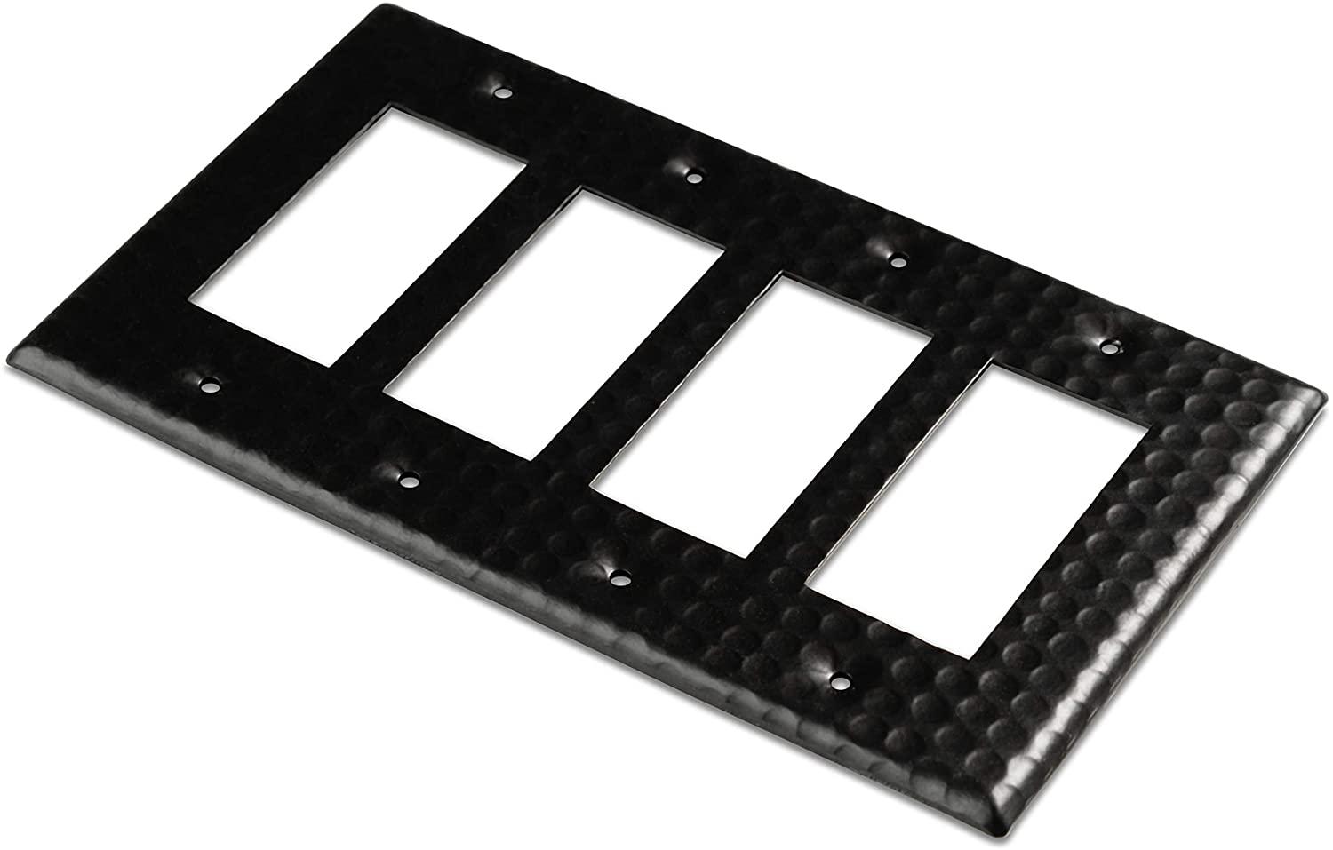 Monarch Abode Hand Hammered 4-Gang Rocker Light Switch Standard Wall Plate