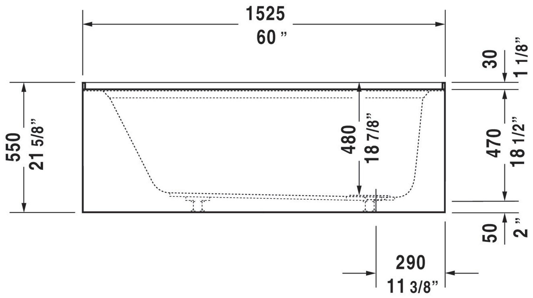 Architec 60" x 30" Alcove Soaking Acrylic Bathtub