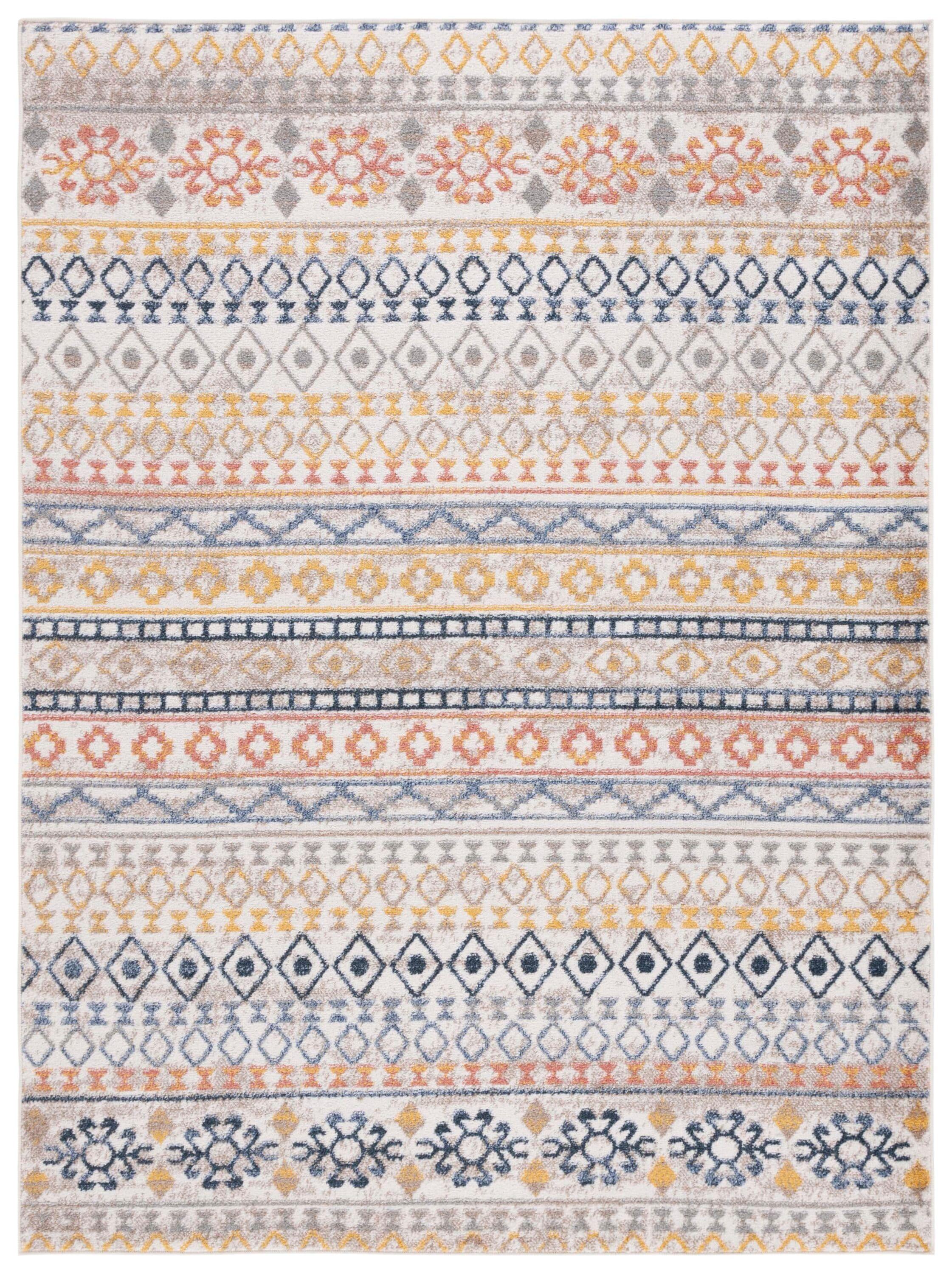 SAFAVIEH Astoria Brion Southwestern Area Rug, Ivory/Blue Rust, 6'7" x 6'7" Square