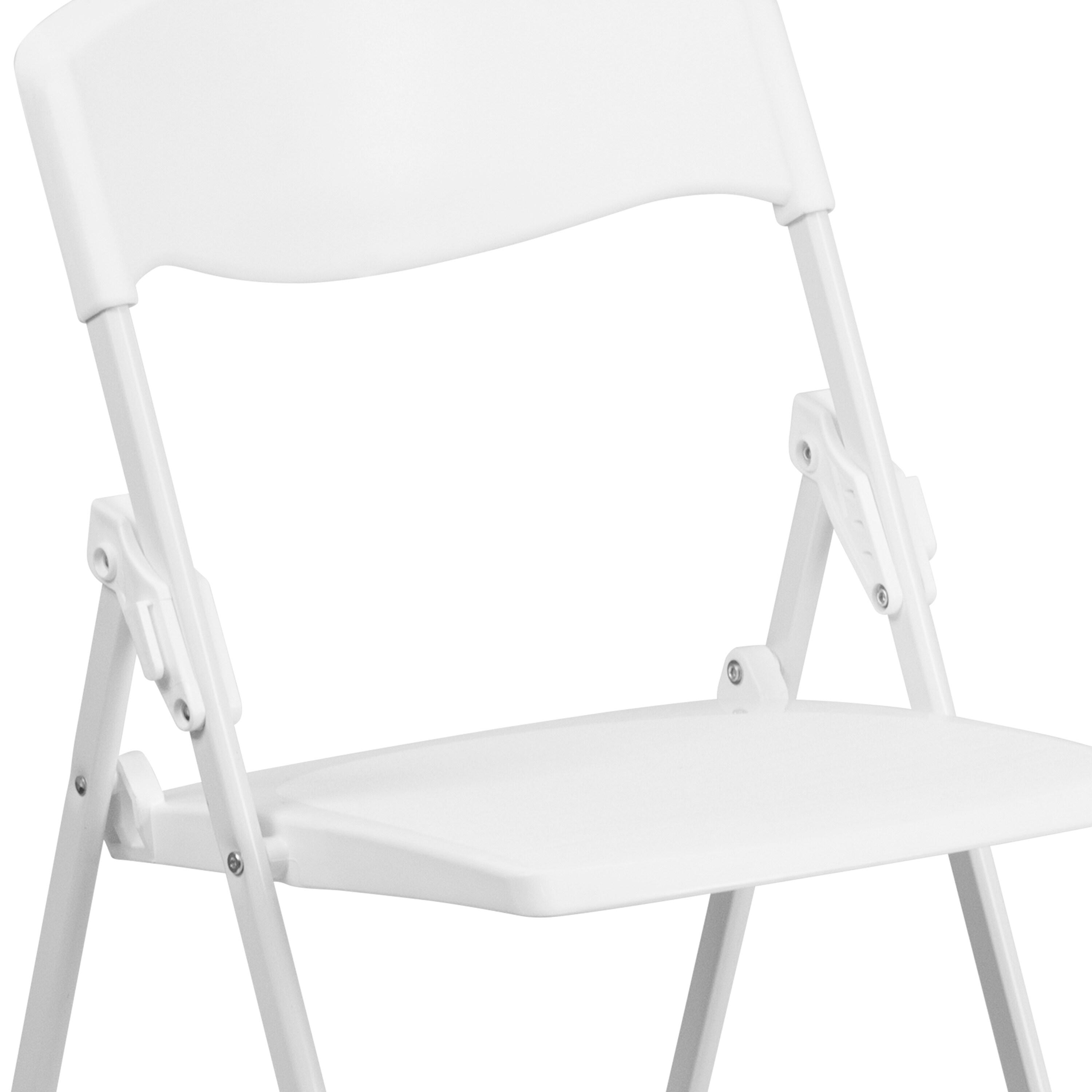 Flash Furniture 2 Pack HERCULES Series 500 lb. Capacity Heavy Duty White Plastic Folding Chair with Built-in Ganging Brackets