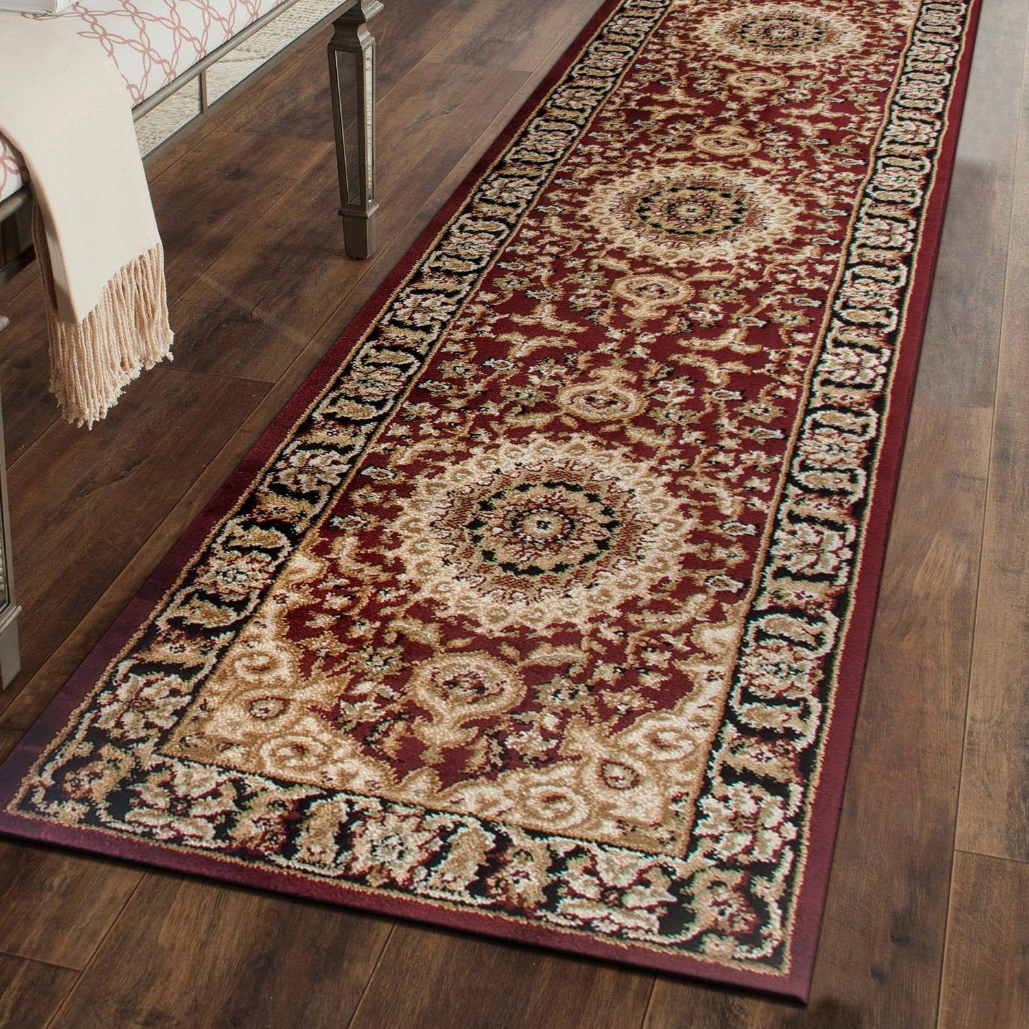 World Rug Gallery Traditional Oriental Medallion Area Rug - Burgundy 2' x 7'