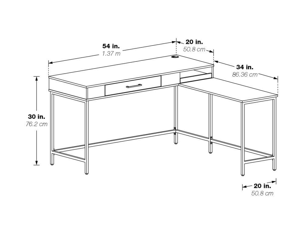 Modern Life L Shaped Desk White - OSP Home Furnishings: Home Office Furniture with All Purpose Drawer