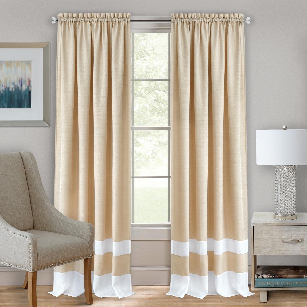 Kate Aurora 2 Pack Shabby Linen Farmhouse Sheer Flax Window Curtains - 52 in. W x 84 in. L, Taupe