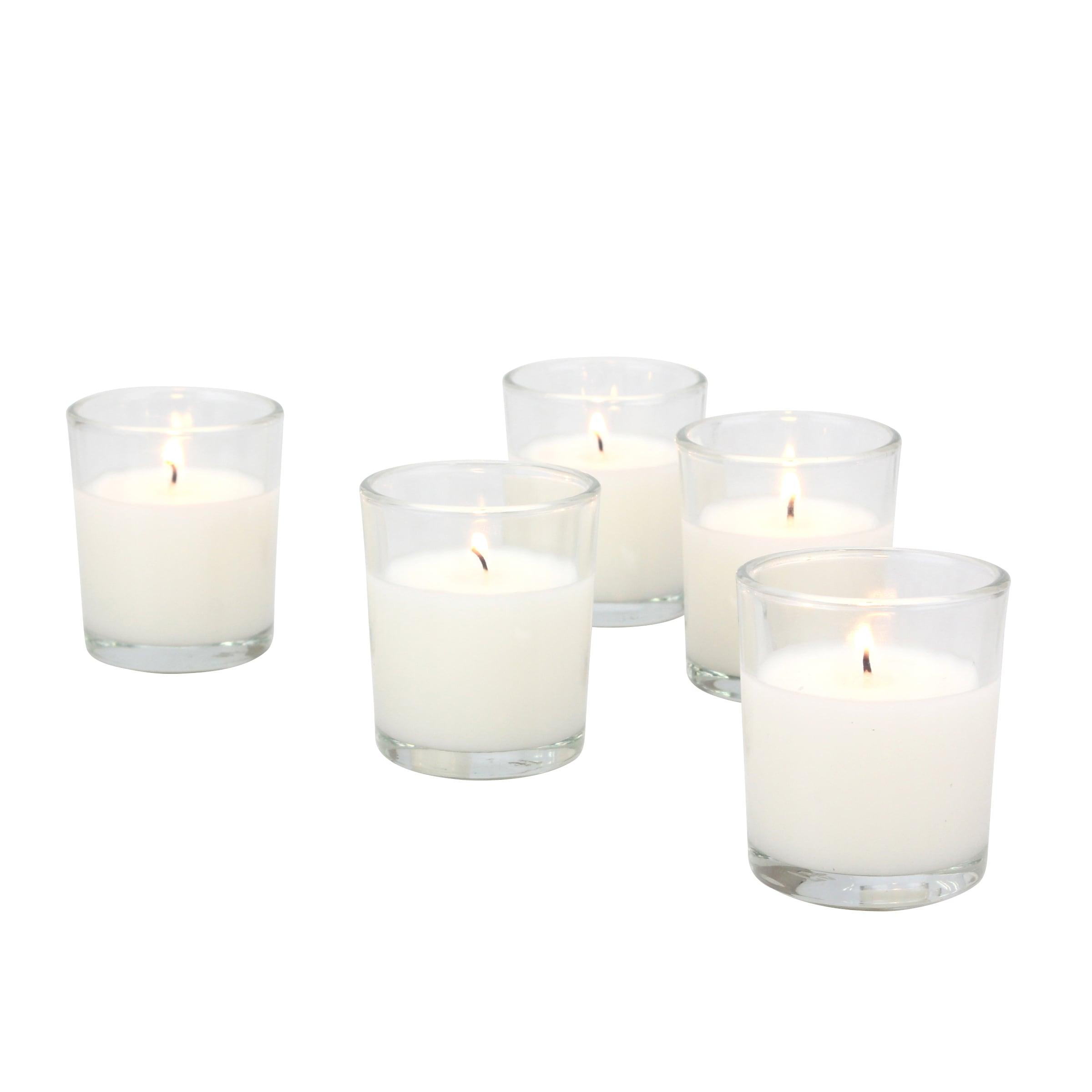 48ct Unscented Clear Glass Wax Filled Votive Candles White - Stonebriar Collection: Traditional Style, Machine-Poured, 15hr Burn Time