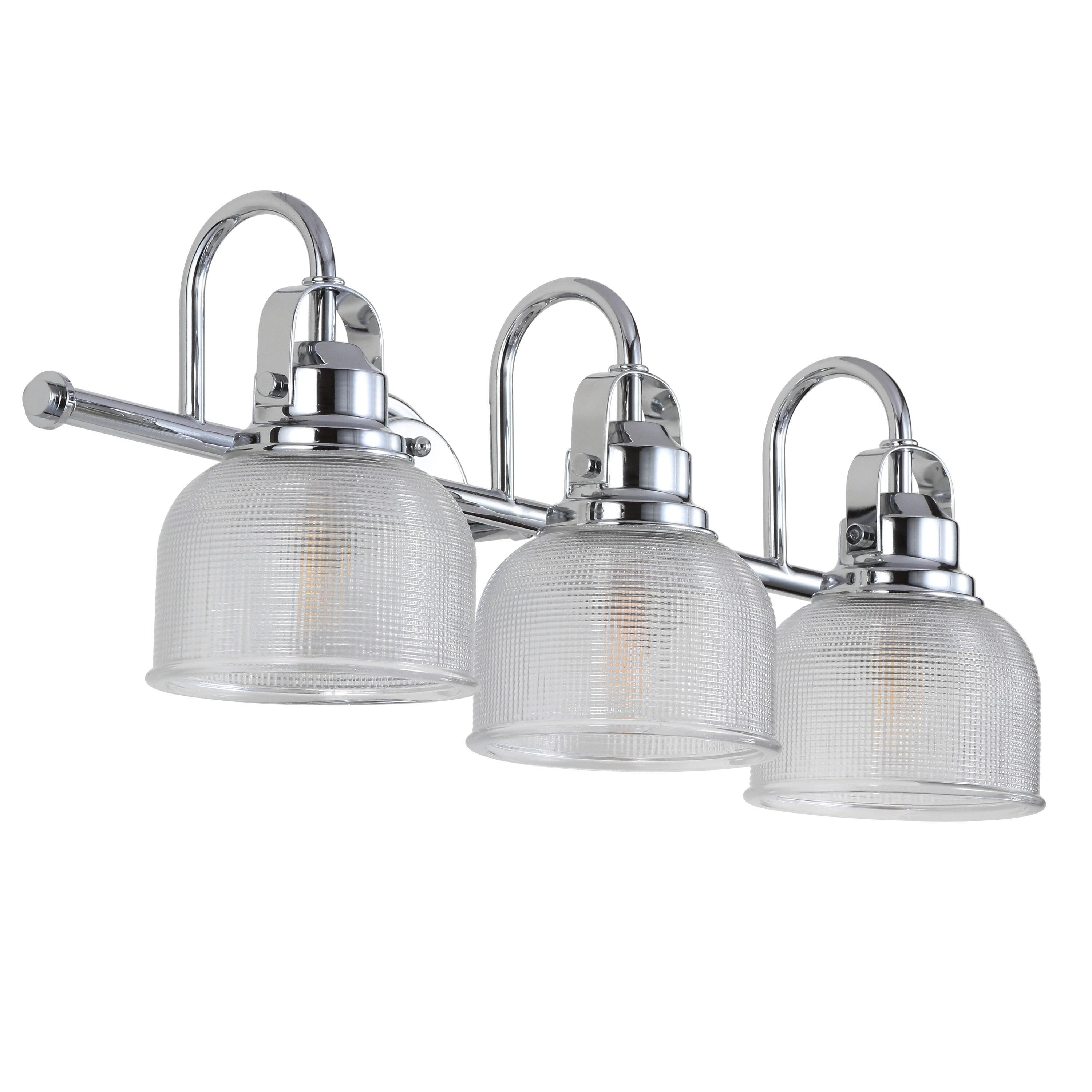 JYL7409A Virginia 25.25" 3-Light Metal/Glass LED Traditional Classic Vanity Light Modern 2700K LED 4W Bulbs Entryway Lobby Kitchen Bathroom Bedroom Living Room Hallway, Chrome