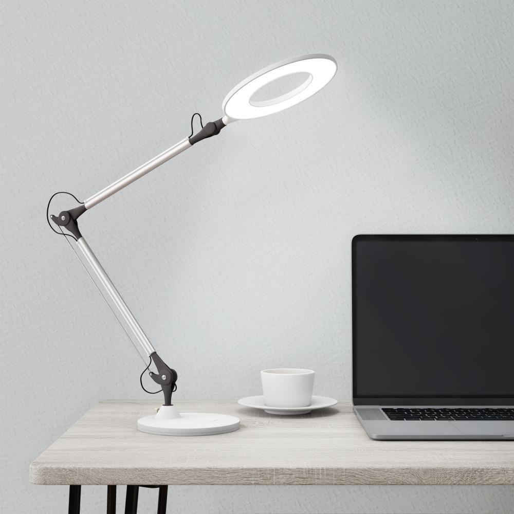 Hastings Home Adjustable Swing Arm LED Desk Lamp for Home Office (White)