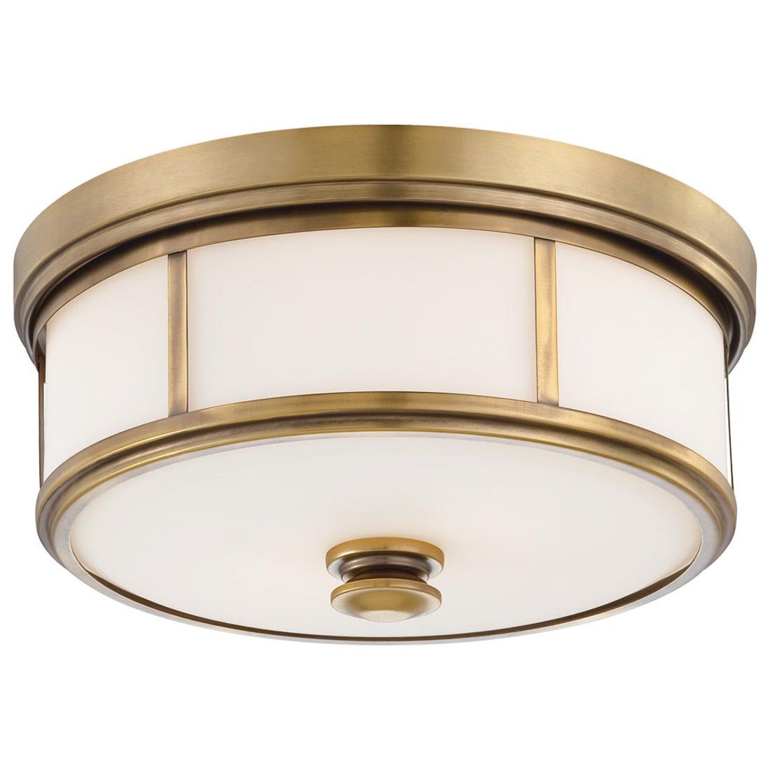 Minka Lavery Modern Ceiling Light Flush Mount Fixture 13 1/2" Liberty Gold Etched Opal Glass Shade for Bedroom Kitchen Living Room