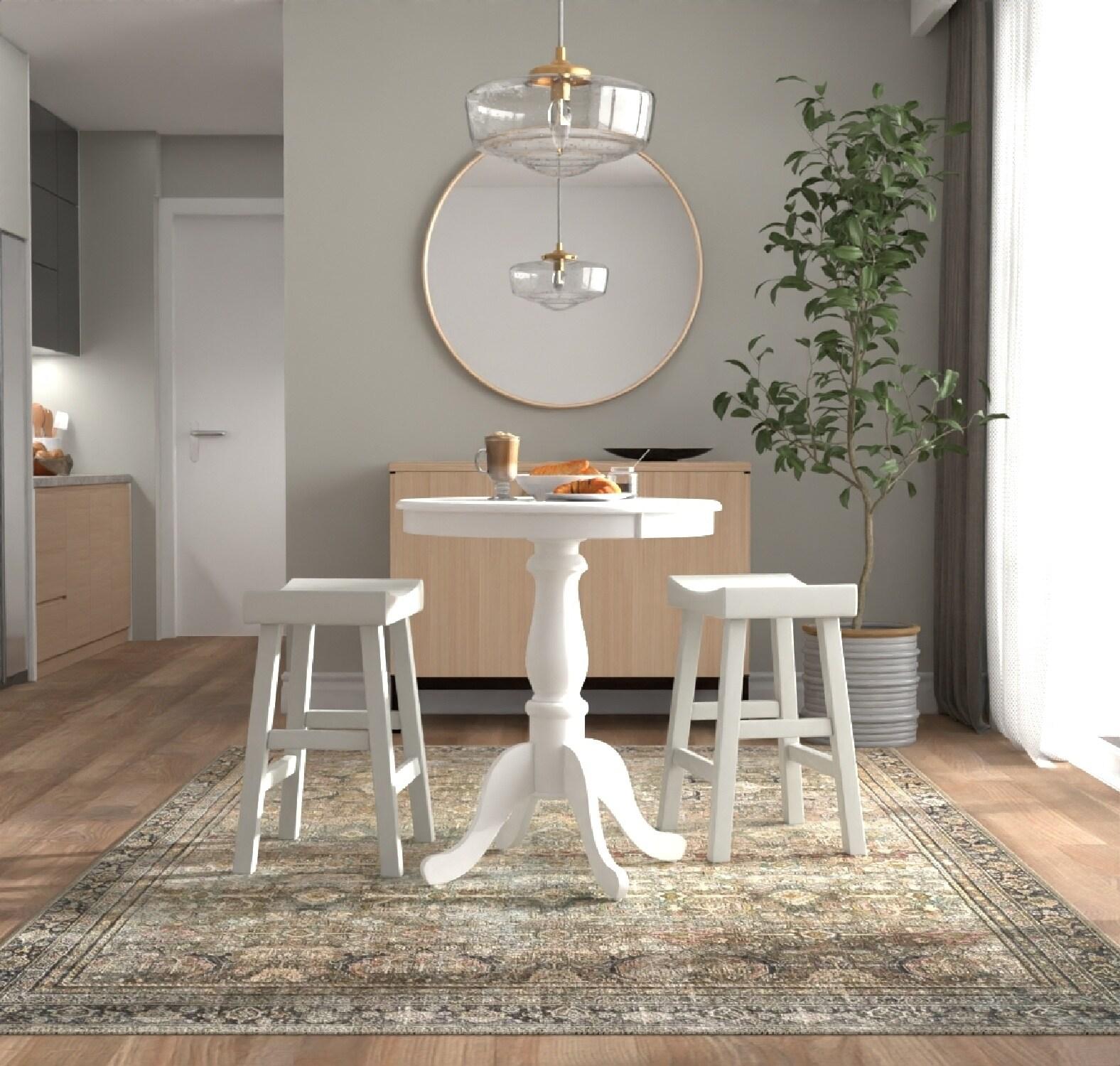 Carolina Living 30" Salem Round Pedestal Bar Table White: 36" High, MDF & Wood Veneer, Mid-Century Modern