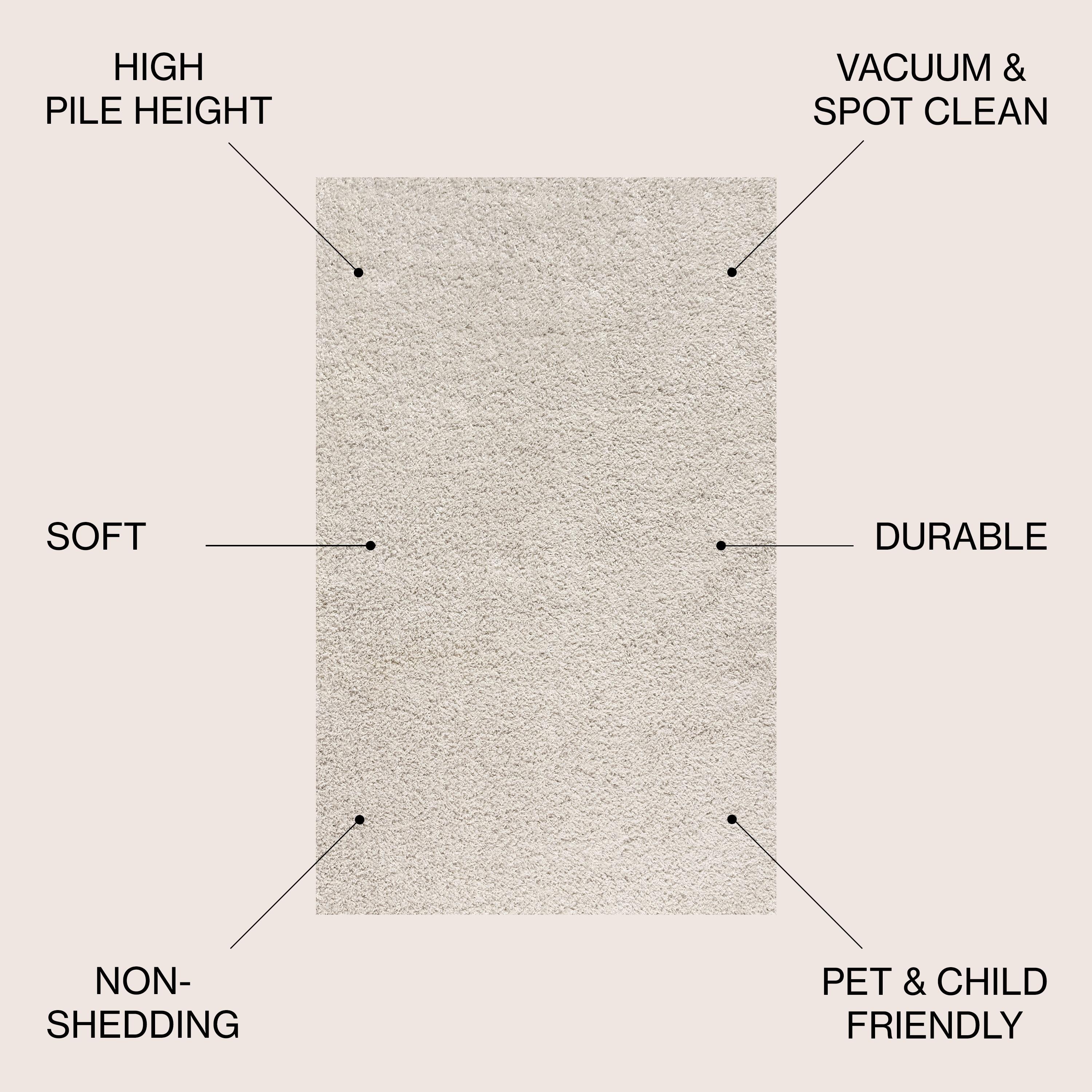 8'x10' Mercer Shag Plush Area Rug, Cream - JONATHAN Y