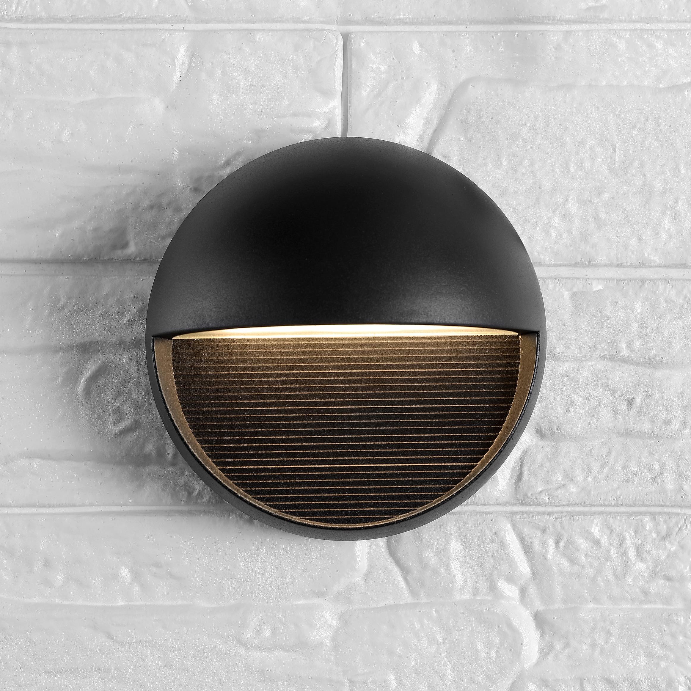 Orbe 6.25" Outdoor Metal/Glass Integrated LED Wall Sconce, Black