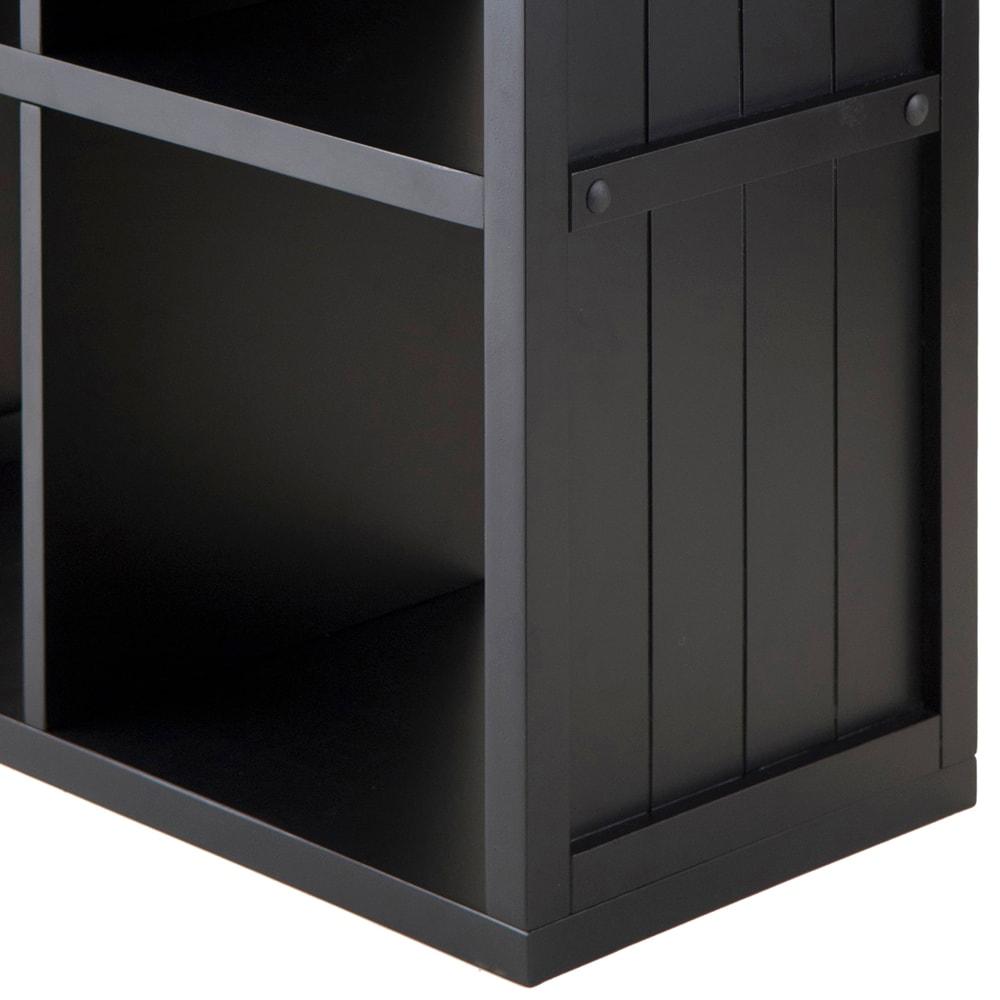 53"Timothy Shelf 4X2 Slots Black - Winsome: Mid-Century Modern Storage Bookcase, MDF Composite