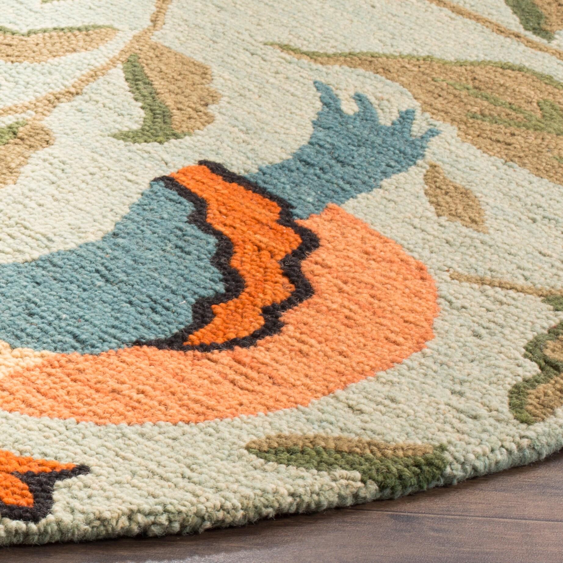 Blossom BLM676 Hand Hooked Area Rug - Sage/Multi - 4' round - Safavieh.