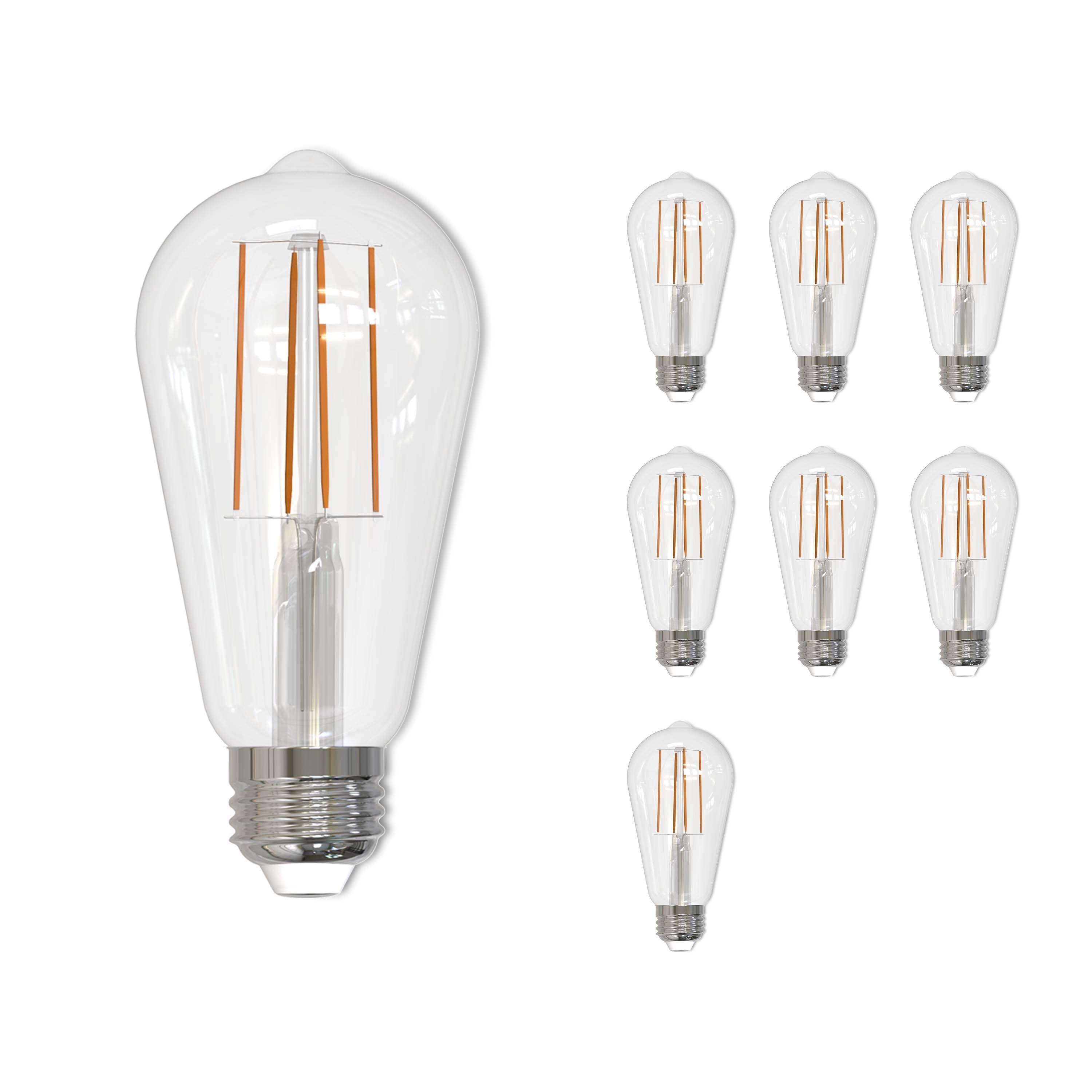 7 Watt (60 Watt Equivalent), ST18 LED, Dimmable Light Bulb, Cool White E26/Medium (Standard) Base. (Set of 8))