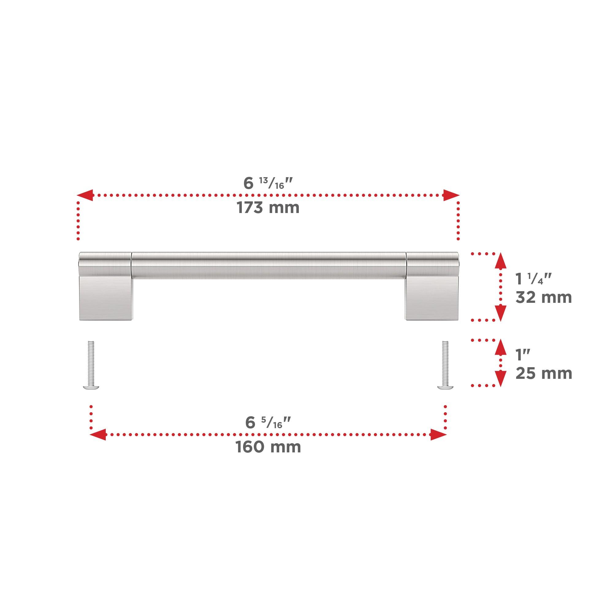 Brushed Nickel Modern Cabinet and Drawer Pull Handle