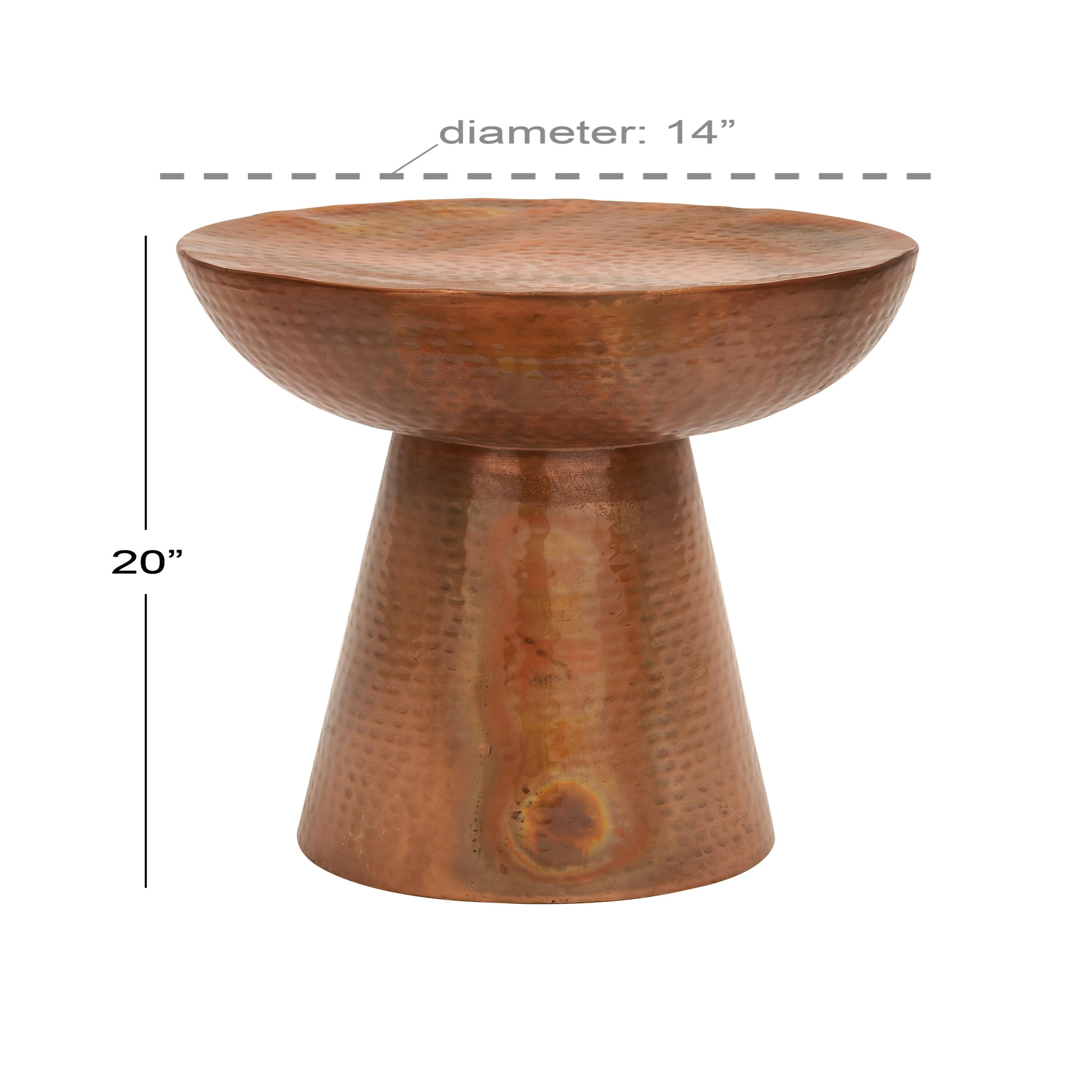 Ivy Bronx Dolina Metal Handmade Side End Accent Table with Hammered Design