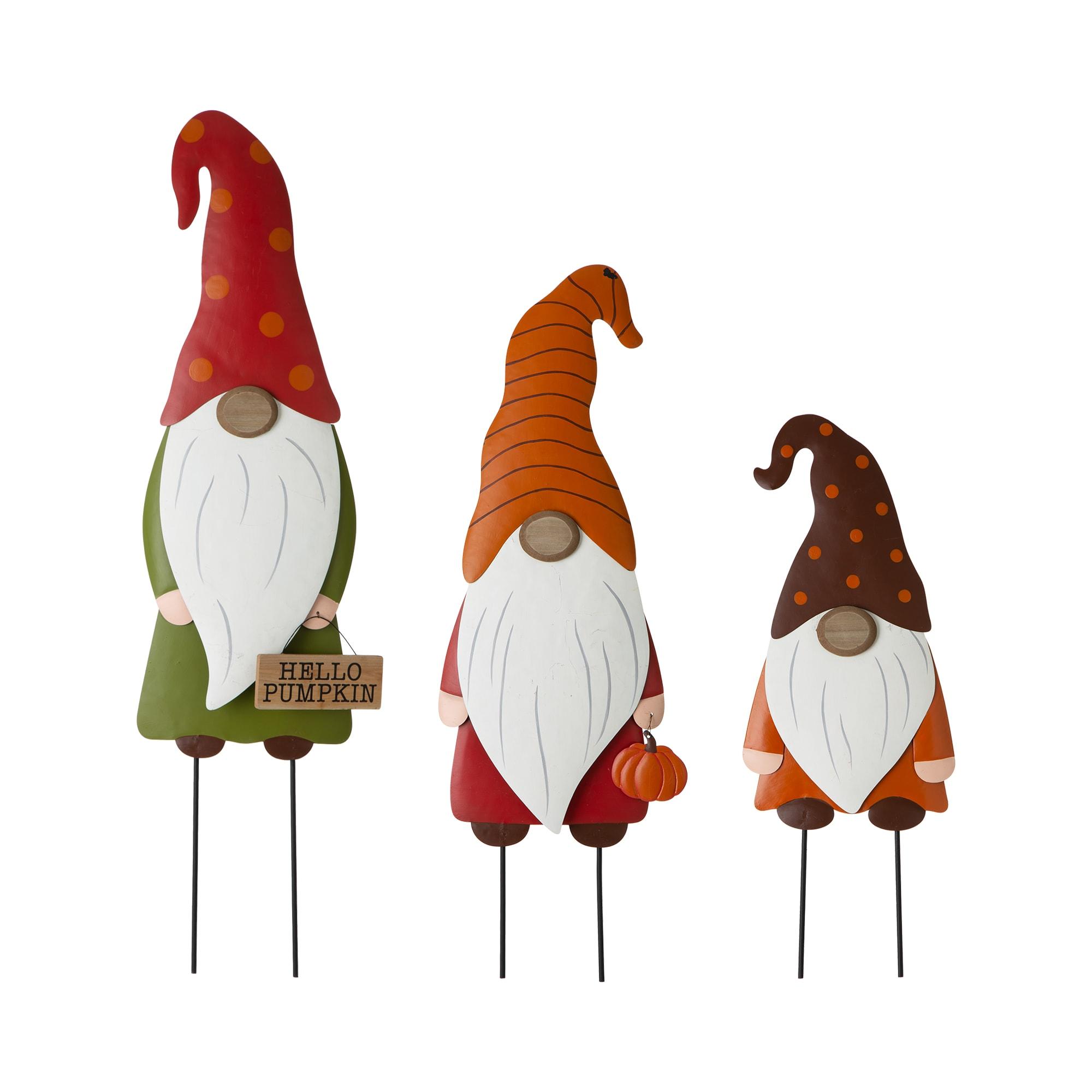 Gnome Family Autumn Fall Garden Stake (Set of 3)