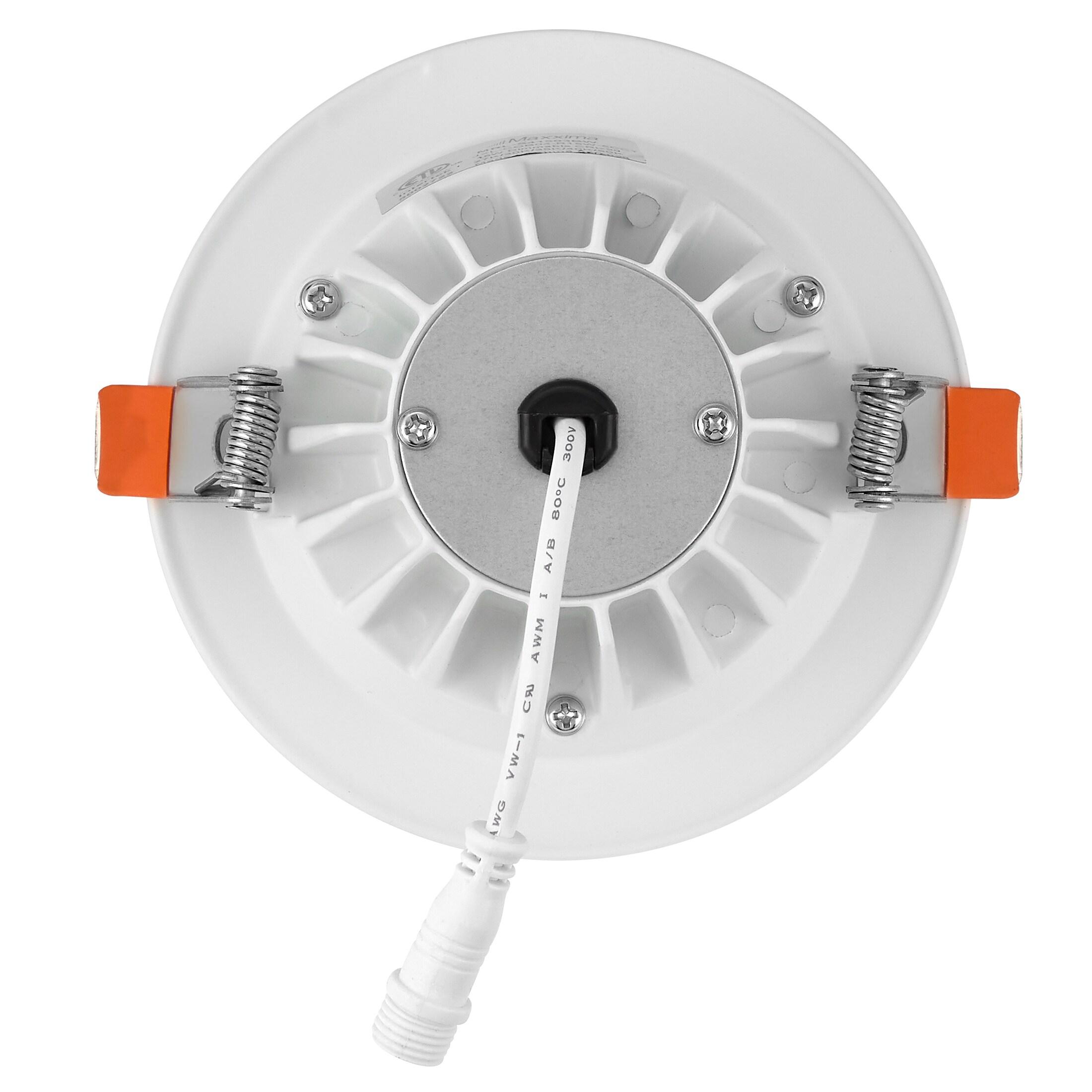 Maxxima 4 in. Slim Round Recessed Anti-Glare LED Downlight, White Trim Black Baffle, Canless IC Rated, 1200 Lumens, 5 CCT 2700K-5000K
