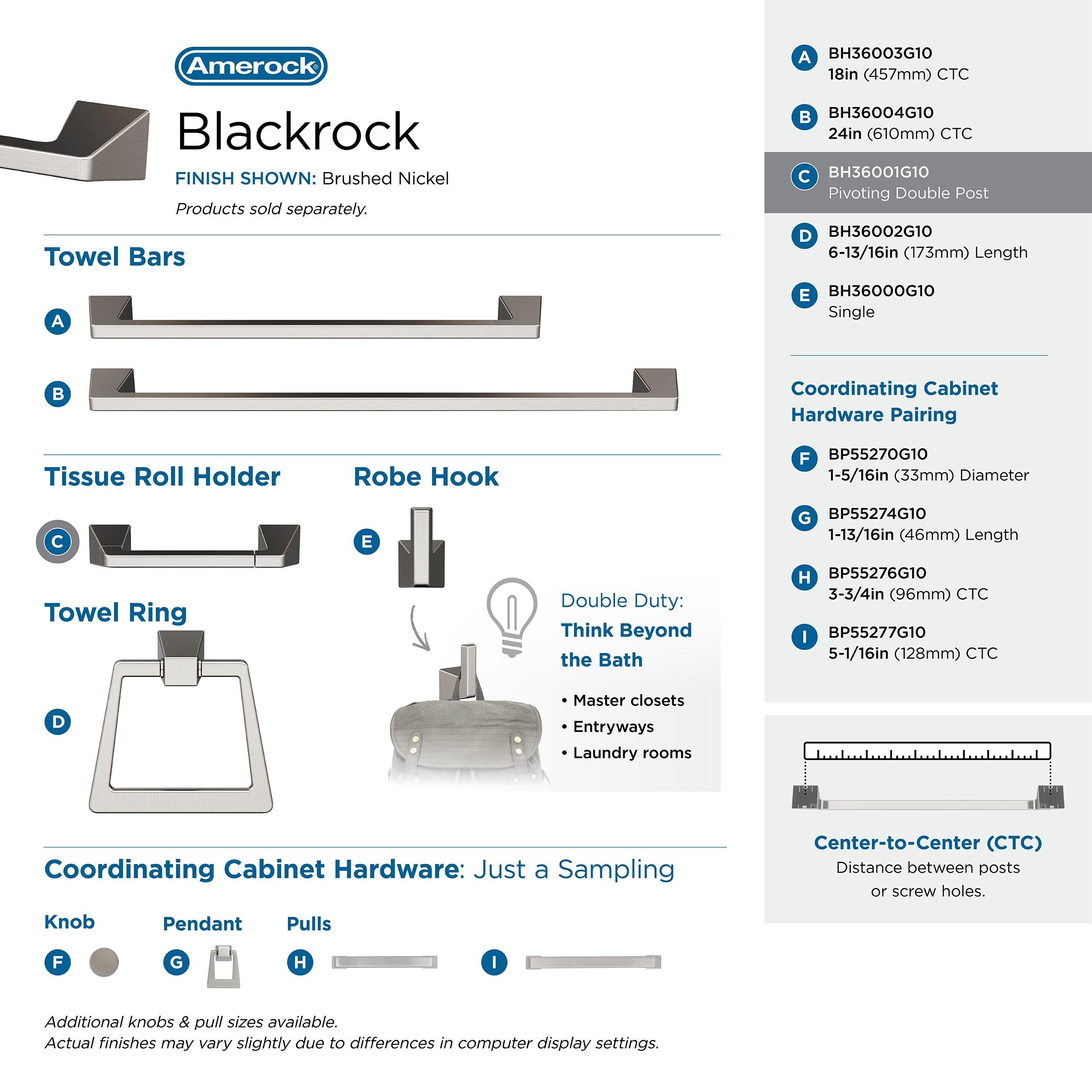 Amerock Blackrock Brushed Nickel Pivoting Double Post Toilet Paper Holder