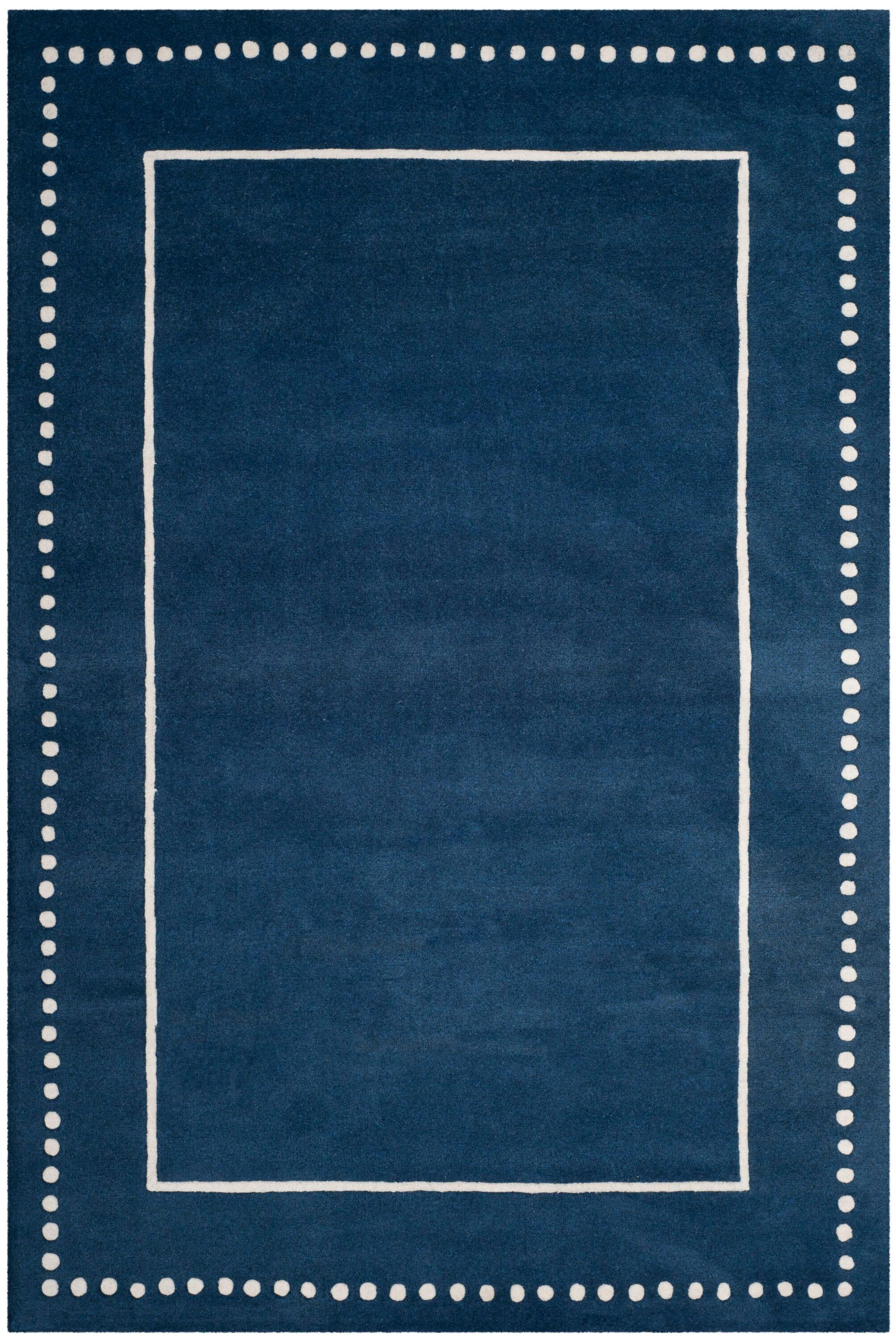 Bella BEL151 Hand Tufted Area Rug - Navy Blue/Ivory - 4'x6' - Safavieh.