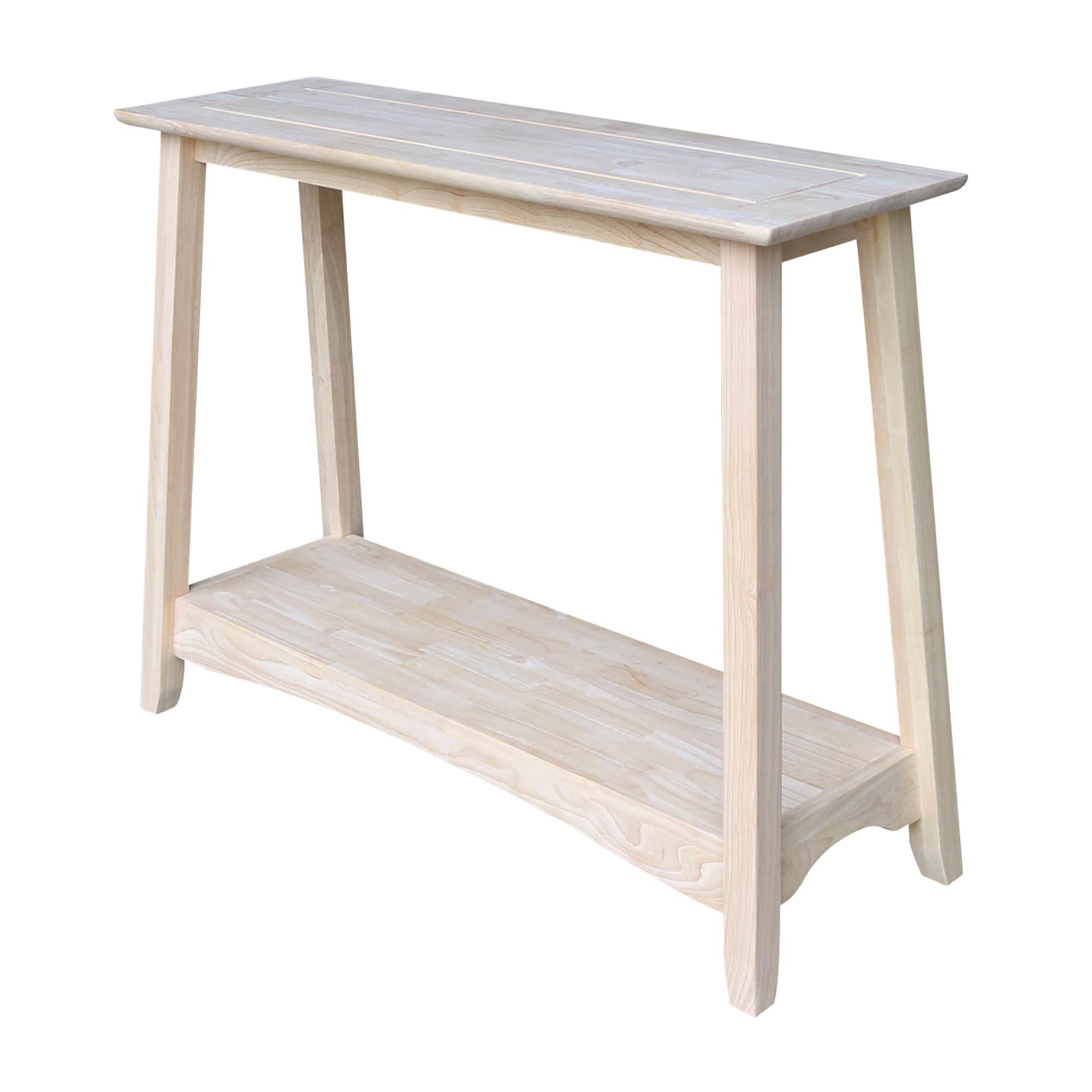 Shaker Console Table Unfinished - International Concepts: Solid Wood, Farmhouse Style, Entryway Storage