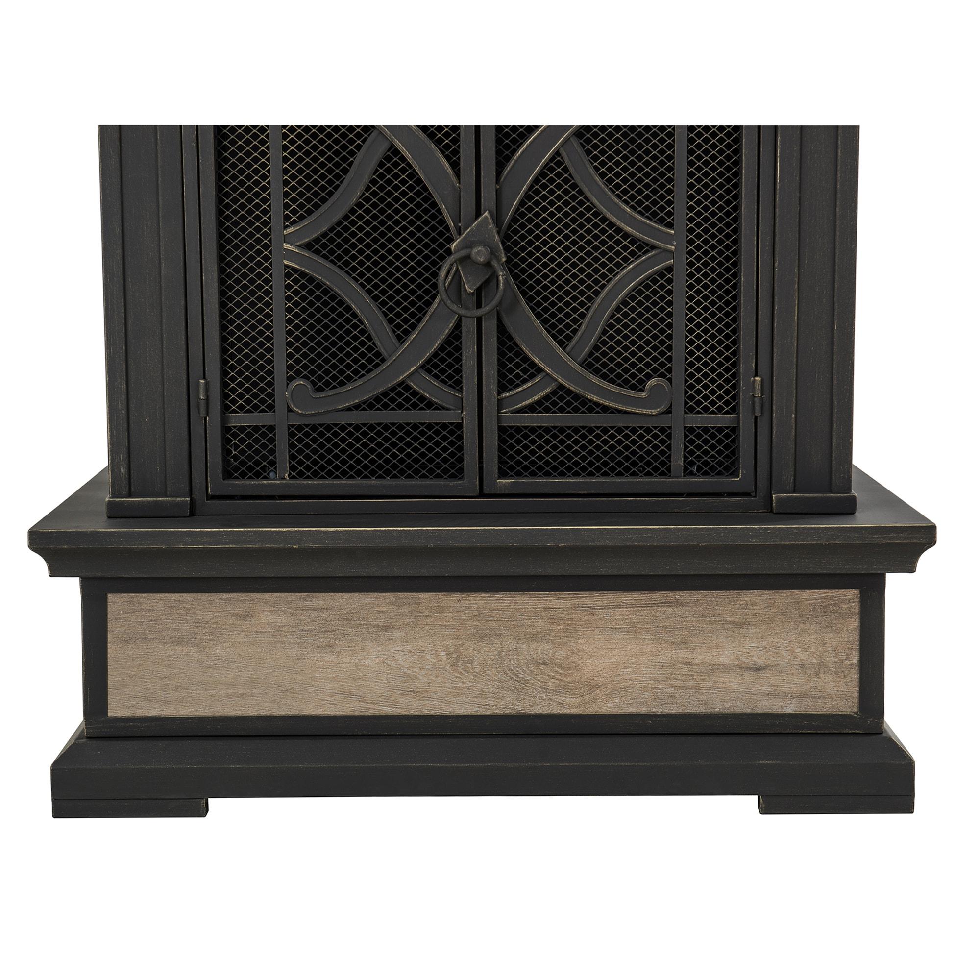 SUNJOY Outdoor 57 inch Steel Wood Burning Fireplace with Fire Poker and Rain Cover