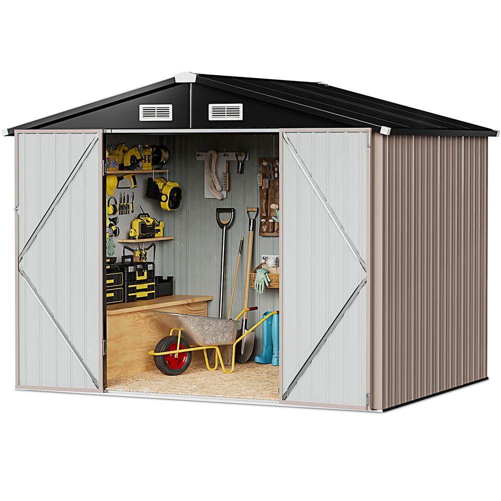 Outdoor Storage Shed, 6.4' x 4' Galvanized Metal Steel Shed with Lockable Door for Backyard, Garden