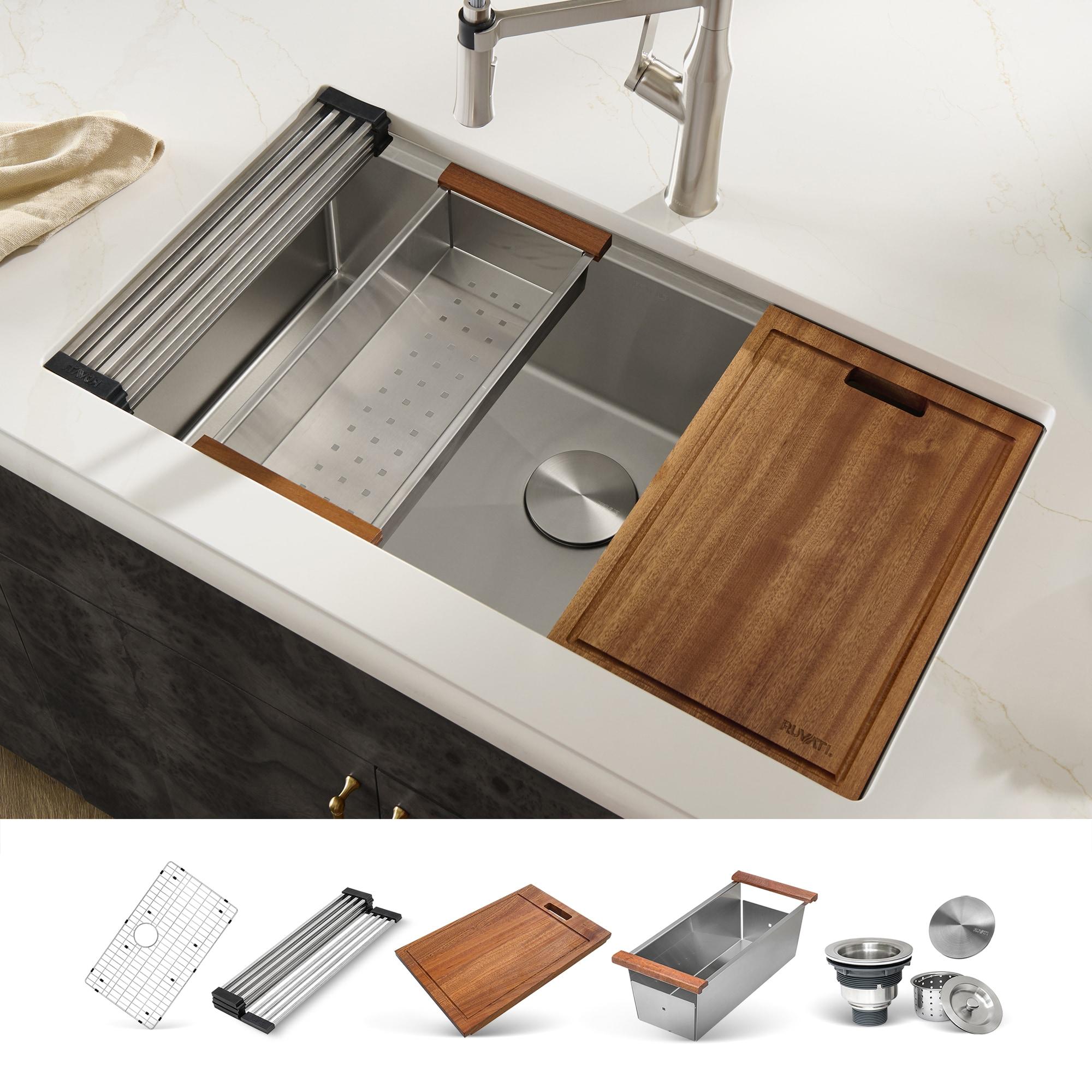 Ruvati RVH8303 Ruvati Workstation Undermount 16 Gauge Stainless Steel Kitchen Sink Single Bowl