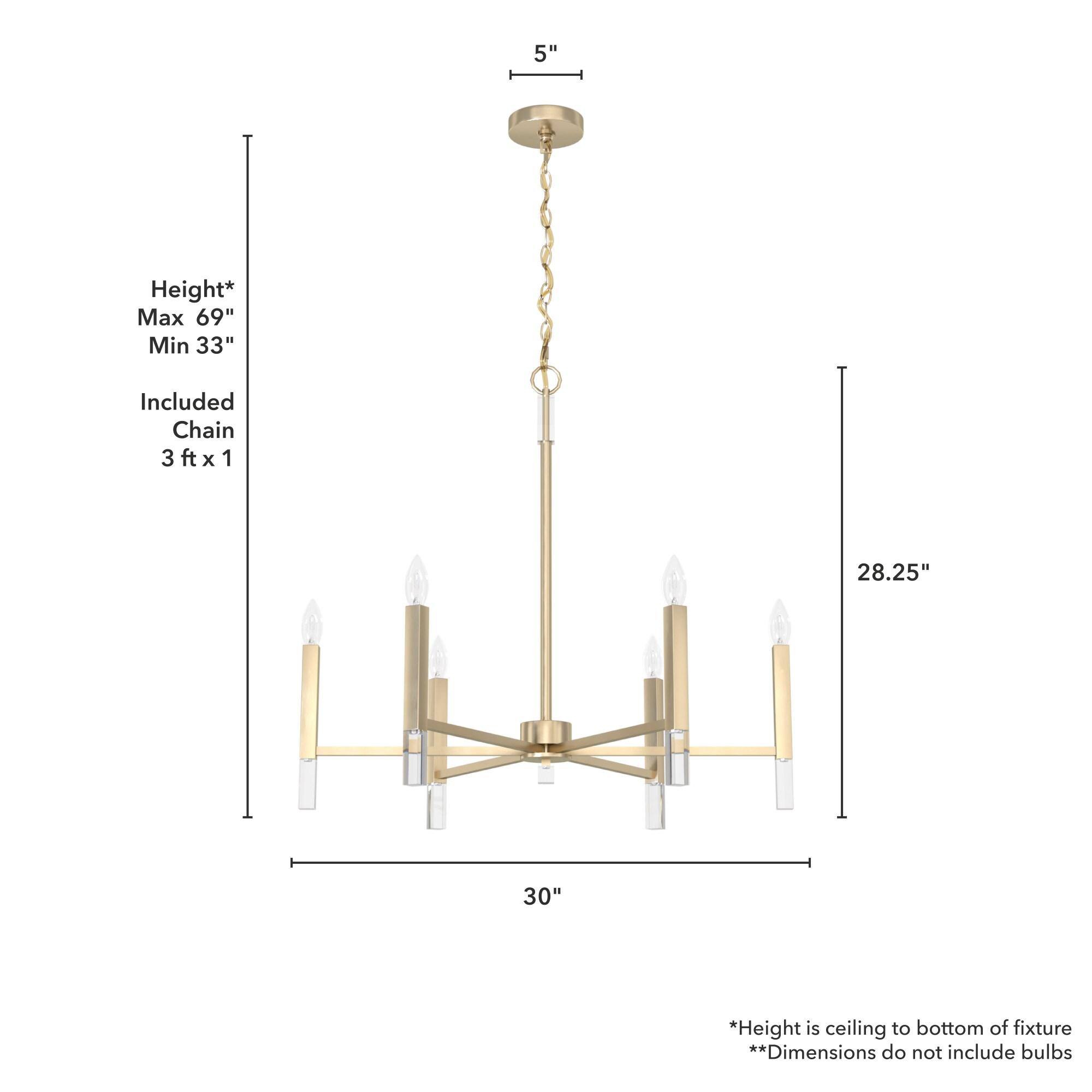 Hunter - Sunjai 6-light Alturas Gold, Large Chandelier, Dimmable, Formal Style, Candle Shaped, for Bedrooms, Kitchens, Dining, Living Rooms - 19519