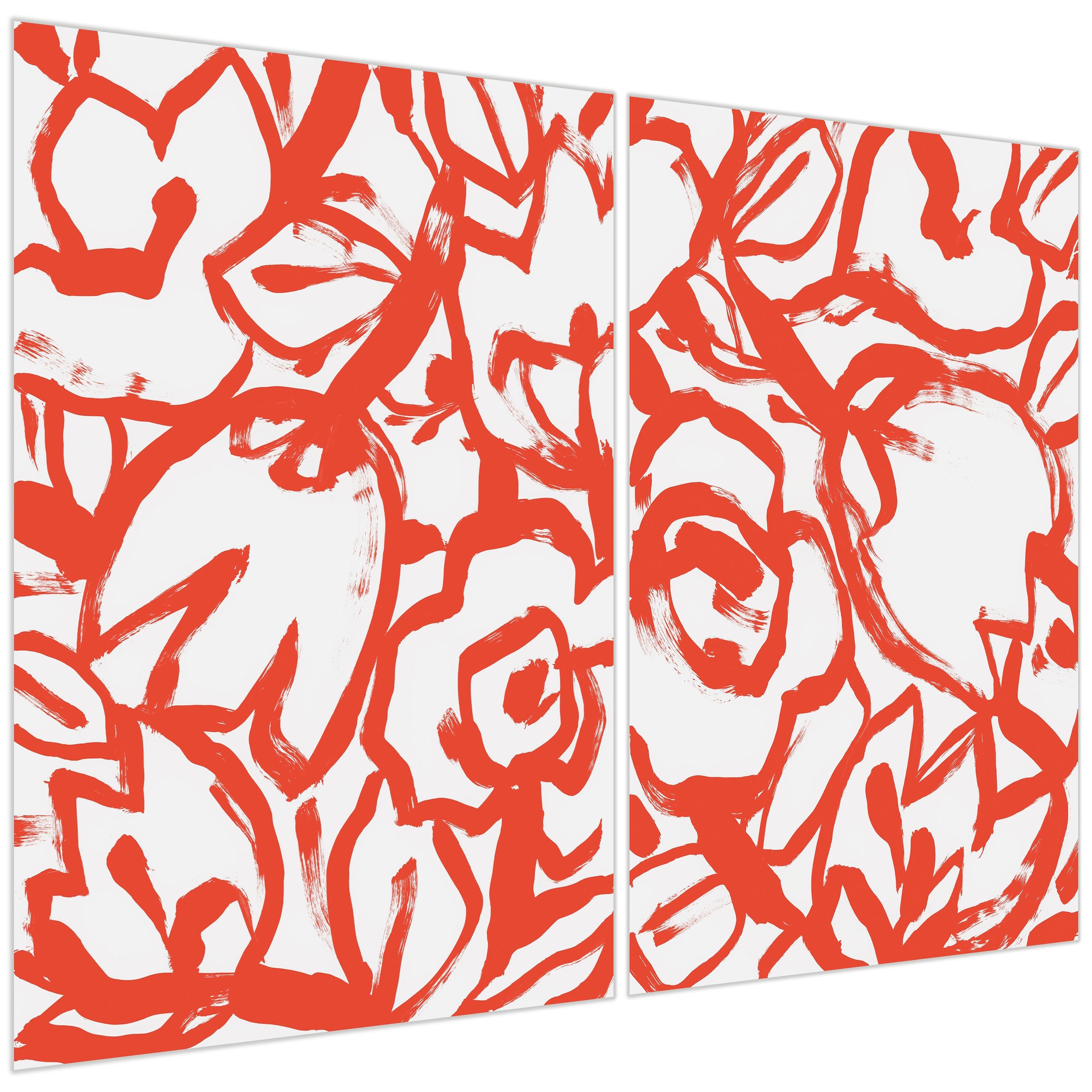 Empire Art Direct " Scarlet Blooms I & II " 2 - Pieces