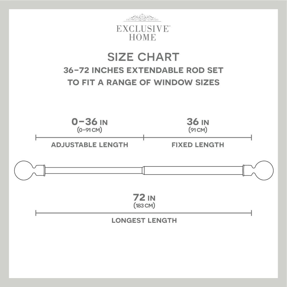 Exclusive Home 36"-72" Crystal Ball Curtain Rod - Matte Black: Adjustable Iron Rod, Single Novelty Finial, 25lb Capacity