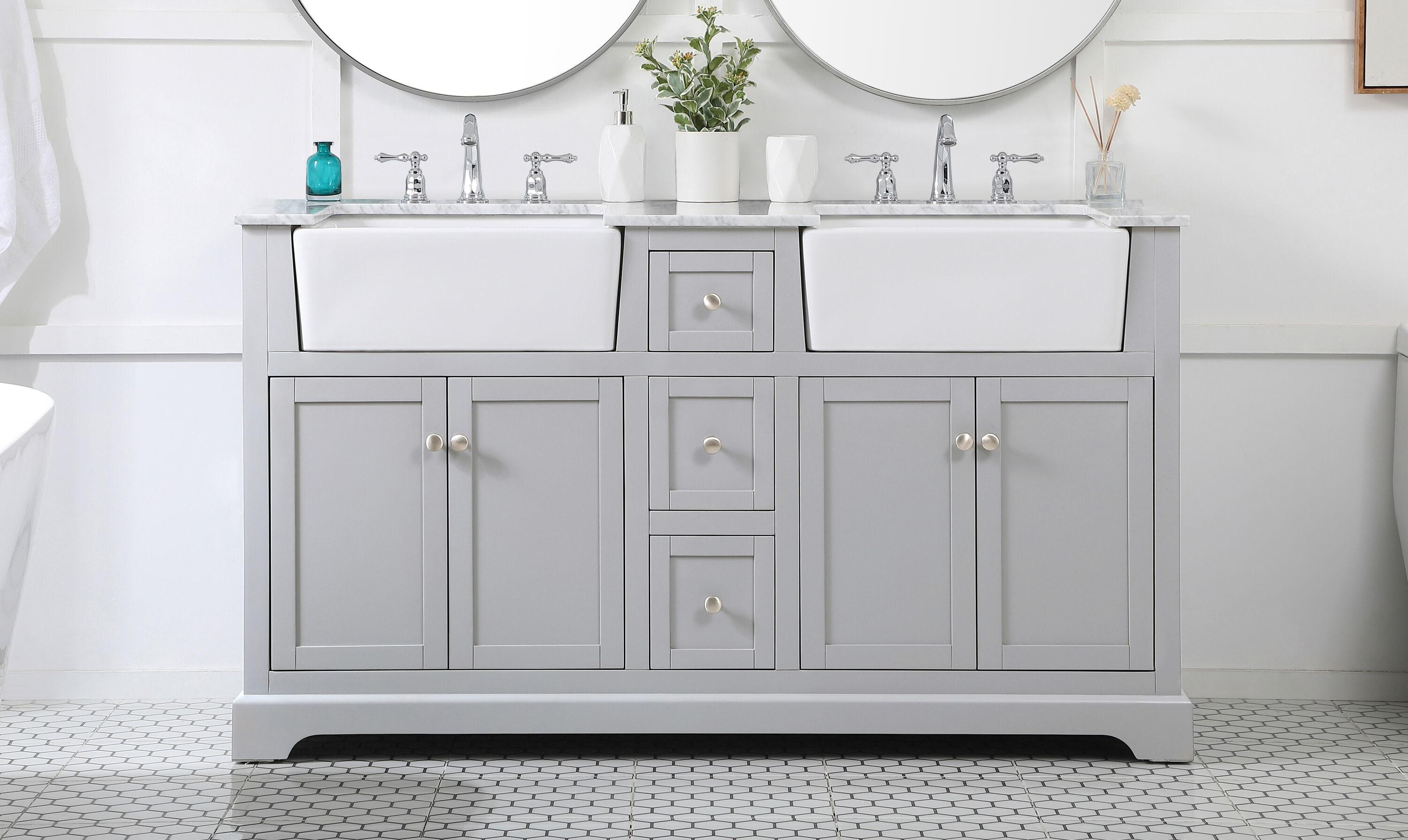 Elegant Decor Franklin 60" Aluminum MDF Double Bathroom Vanity in Gray