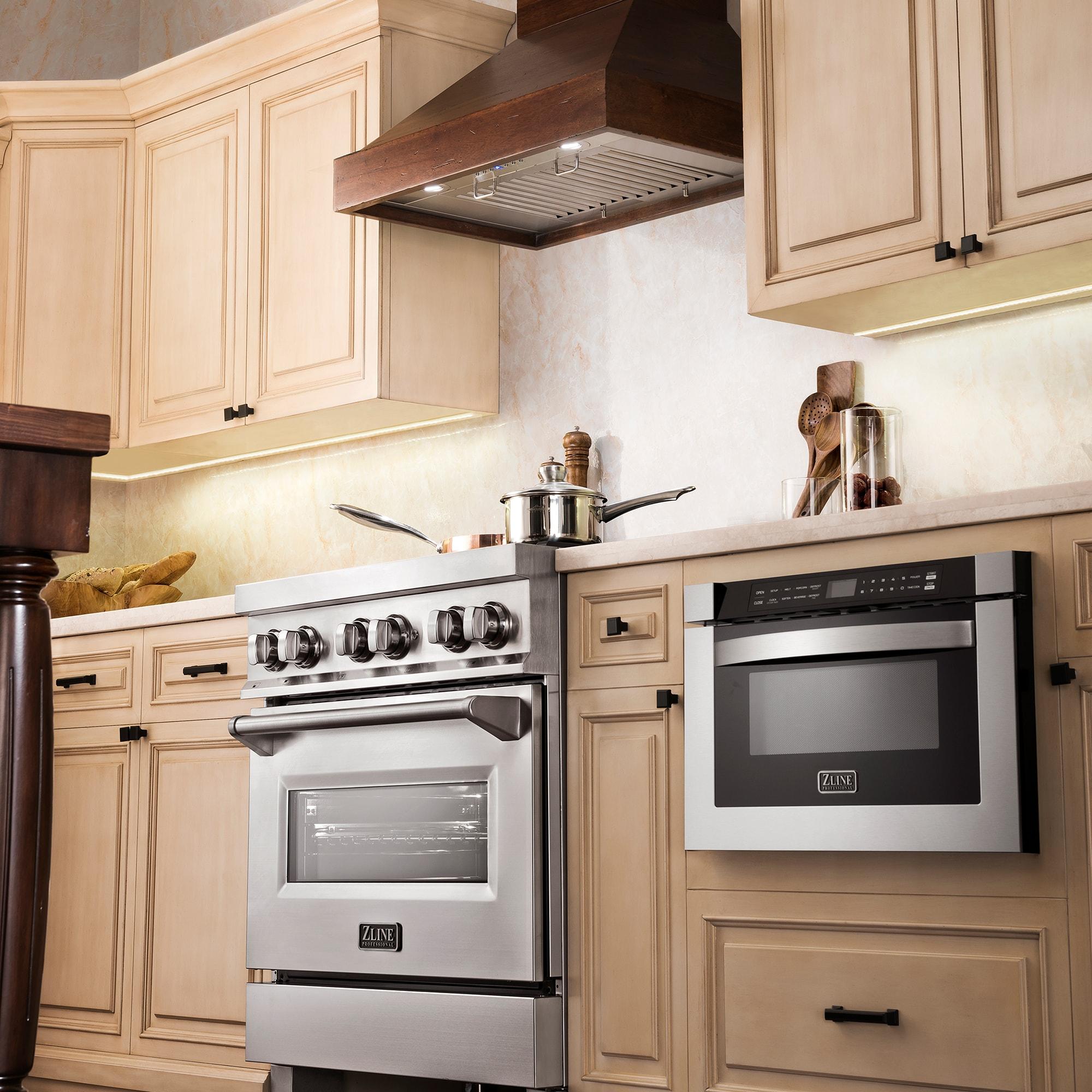 ZLINE 36" Convertible Vent Wooden Wall Mount Range Hood in Walnut