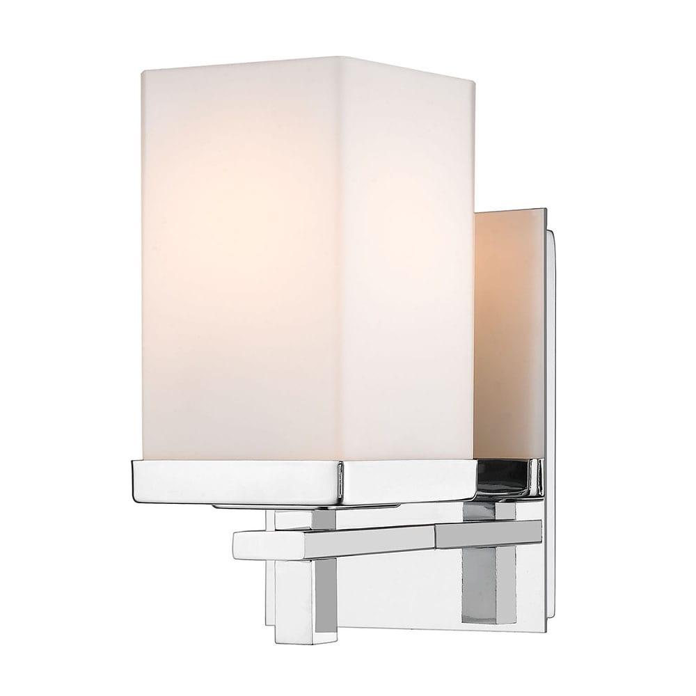 Golden Lighting Maddox 1-Light Wall Sconce in Chrome with Opal