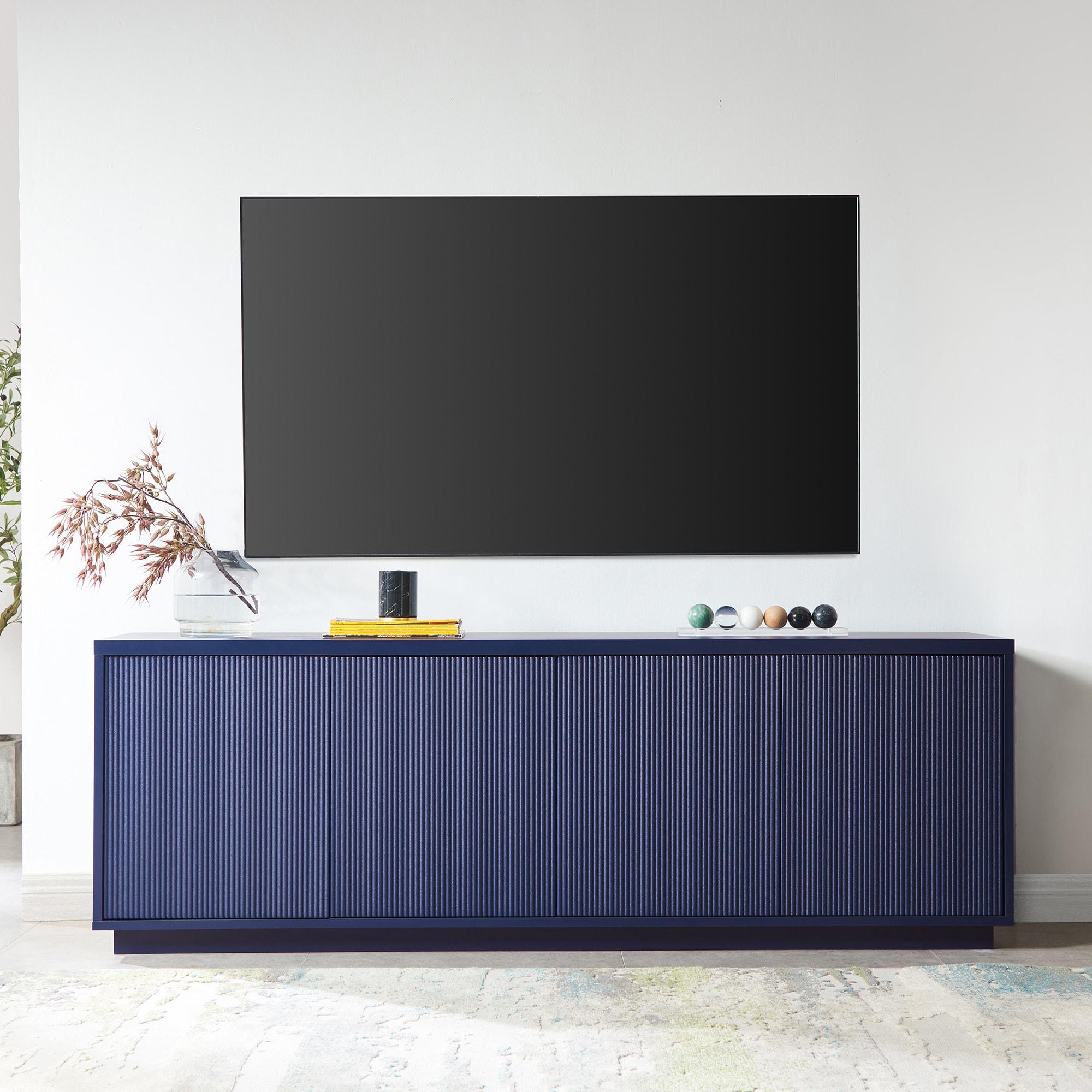 Evelyn&Zoe Hanson Rectangular TV Stand for TV's up to 75", Dark Blue