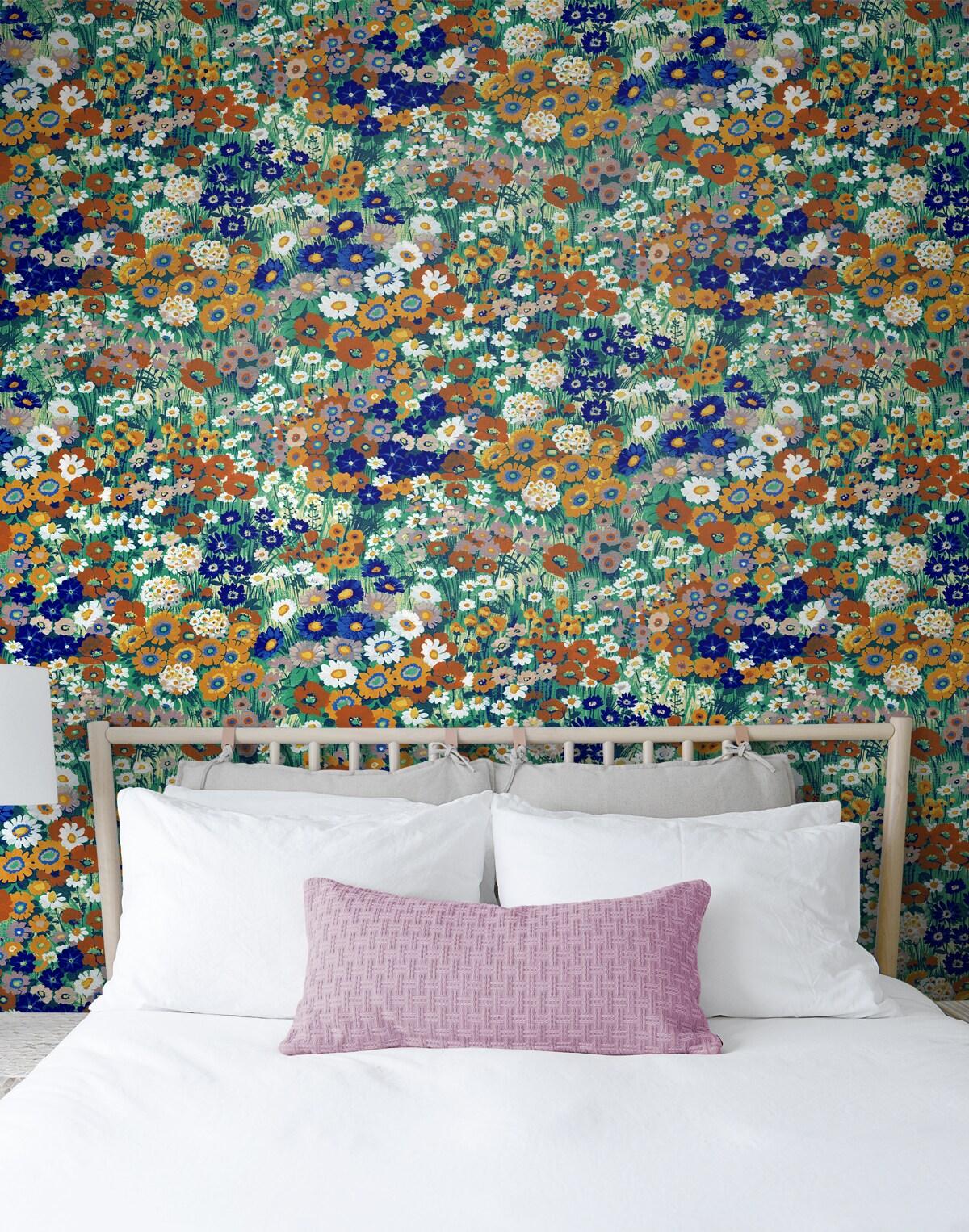 NextWall Floral Summer Glades & Terra Cotta Meadow Peel and Stick Wallpaper