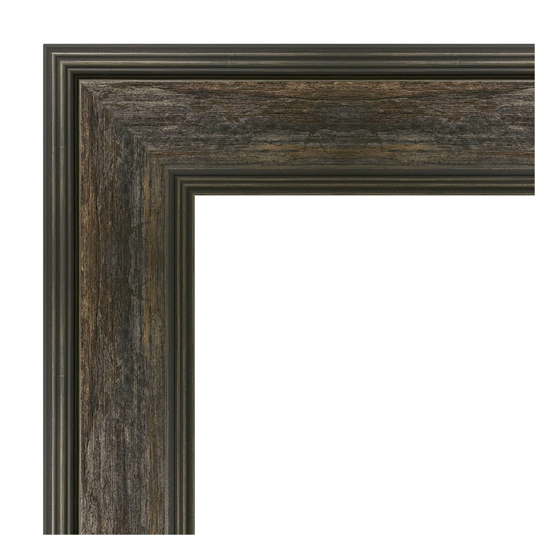 34" x 28" Non-Beveled Rail Rustic Char Wall Mirror - Amanti Art: Rectangle, Polystyrene Frame, Wall Mounted