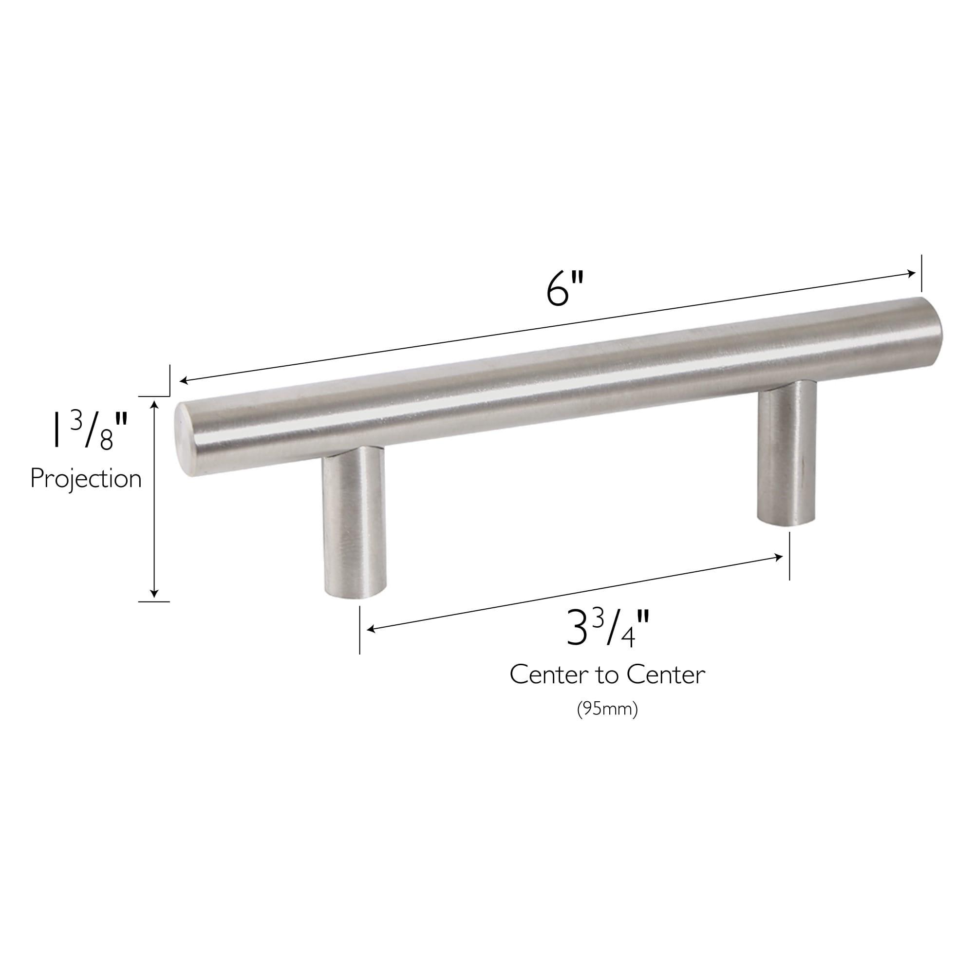 Brushed Nickel Steel Bar Drawer Pull with Mounting Hardware