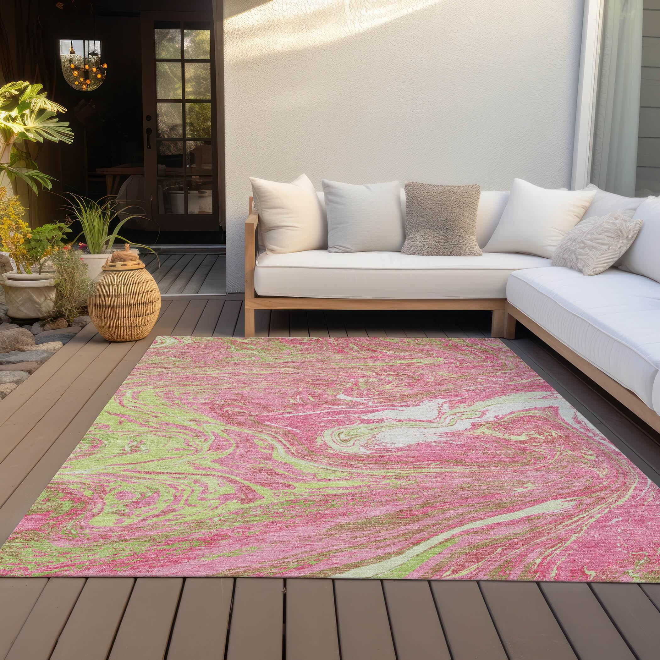 Machine Washable Indoor/Outdoor Chayden ACN1061 Pink Rug