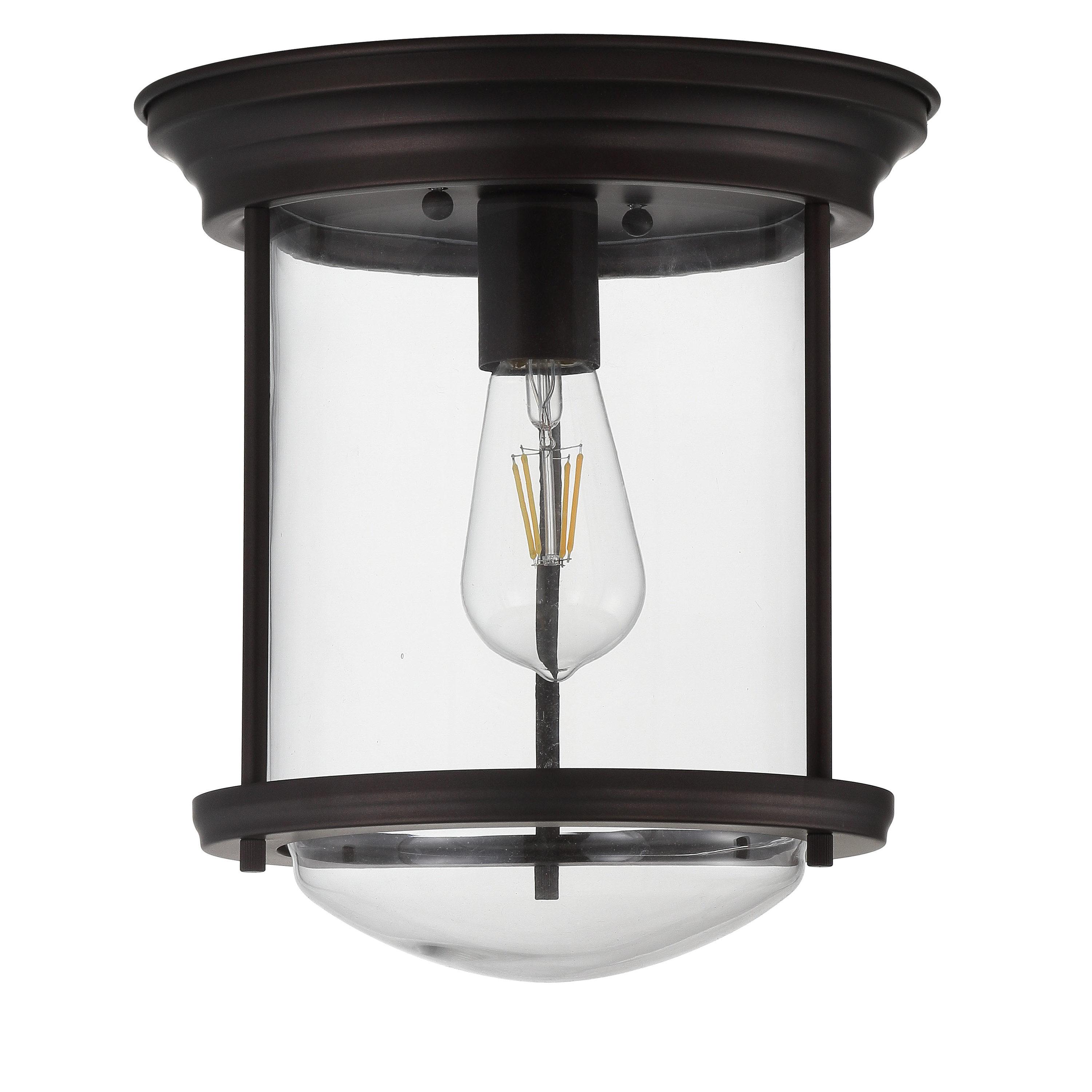 Savannah 10.25" Metal/Glass LED Flush Mount, Oil Rubbed Bronze