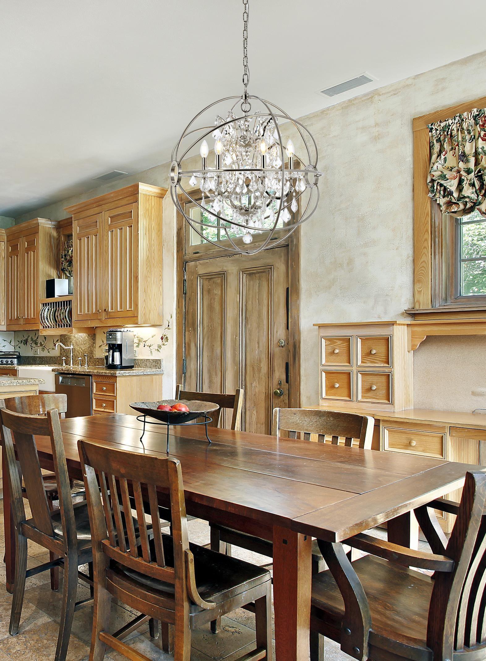 Transitional Geneva 6-Light Polished Nickel & Silver Shade Crystal Chandelier